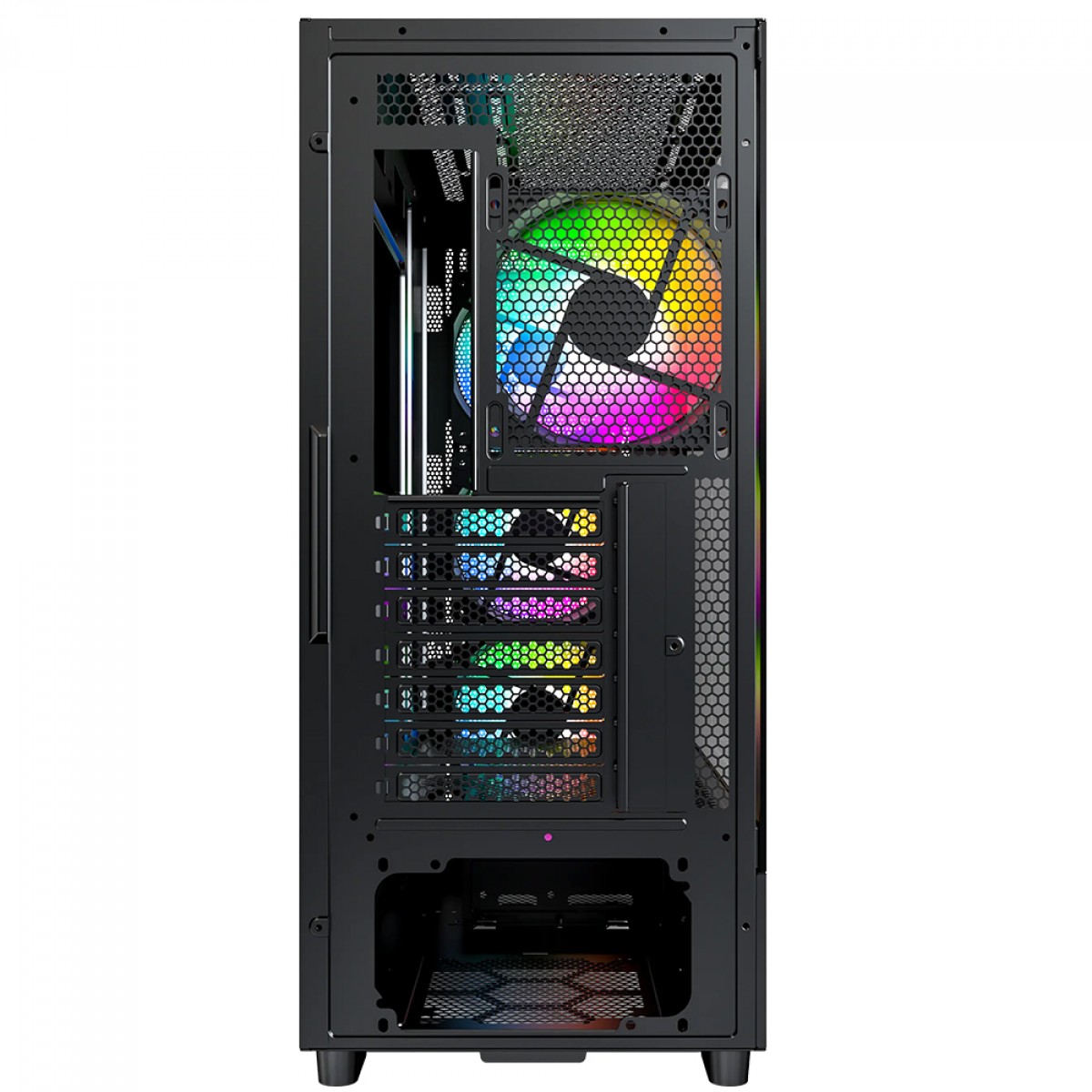 Gabinete Gamer Montech X5, Mid Tower, E-ATX, Sem Fonte, Com 4 Fans ARGB, Preto