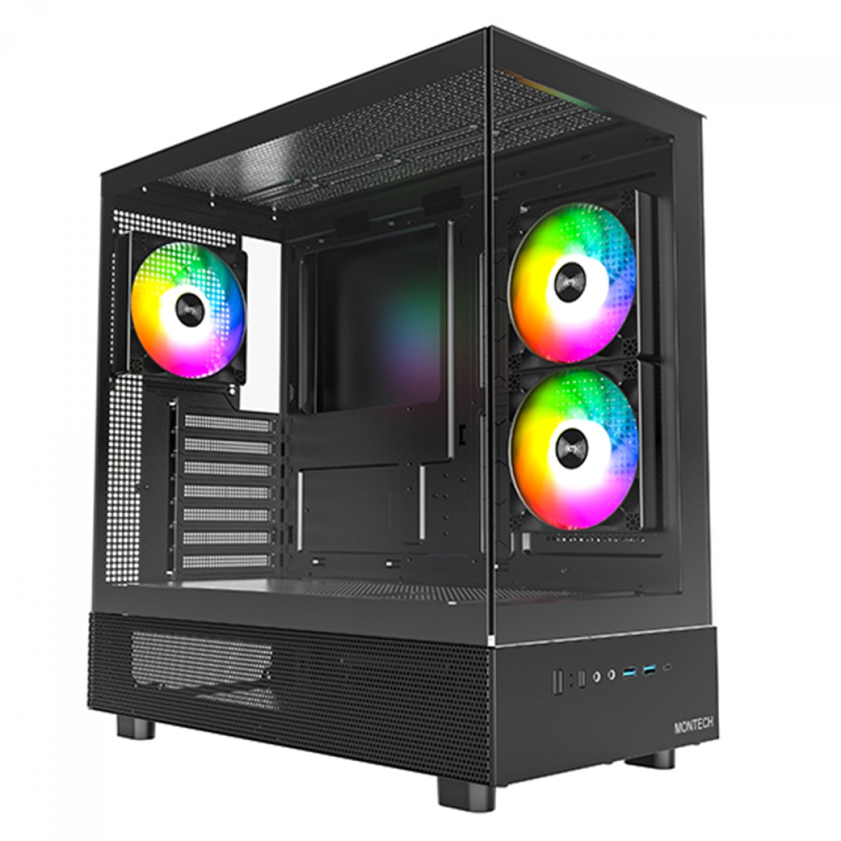 Gabinete Gamer Montech XR, Mid Tower, Black, ATX, Com 3 Fans, Vidro ...