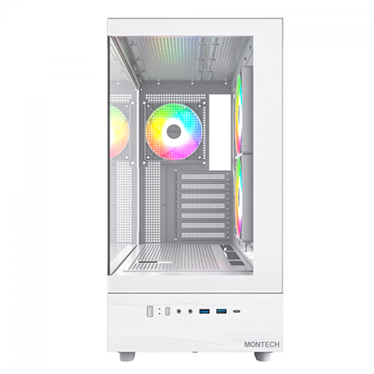 Gabinete Gamer Montech XR, Mid Tower, White, ATX, Com 3 Fans, Vidro ...