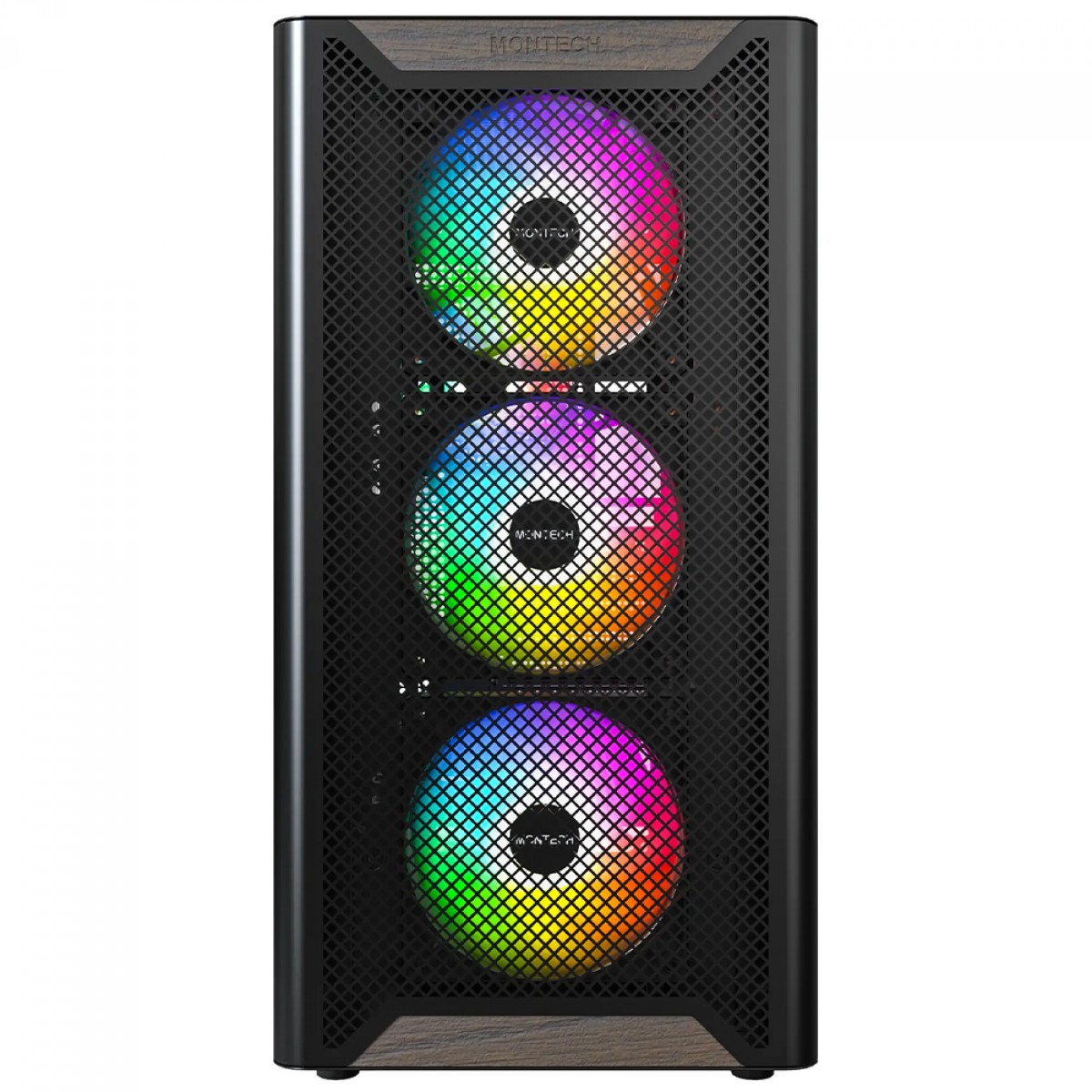 Gabinete Gamer Montech XR Wood, Mid Tower, ATX, Sem Fonte, Com 4 Fans ARGB, Preto