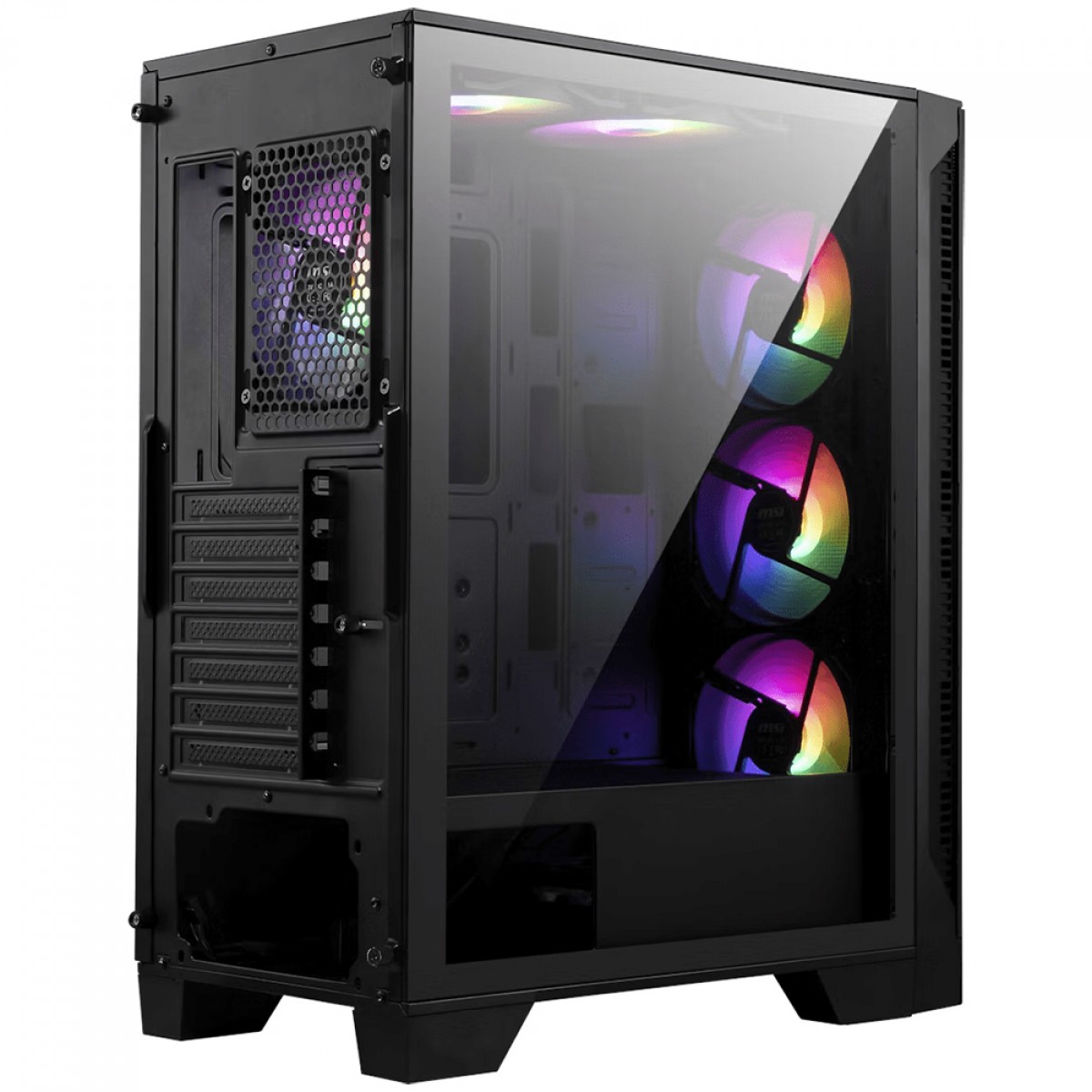 Gabinete Gamer MSI MAG Forge 120A AirFlow, Mid Tower, Vidro Temperado, ATX, RGB, Com 6 Fans, Preto