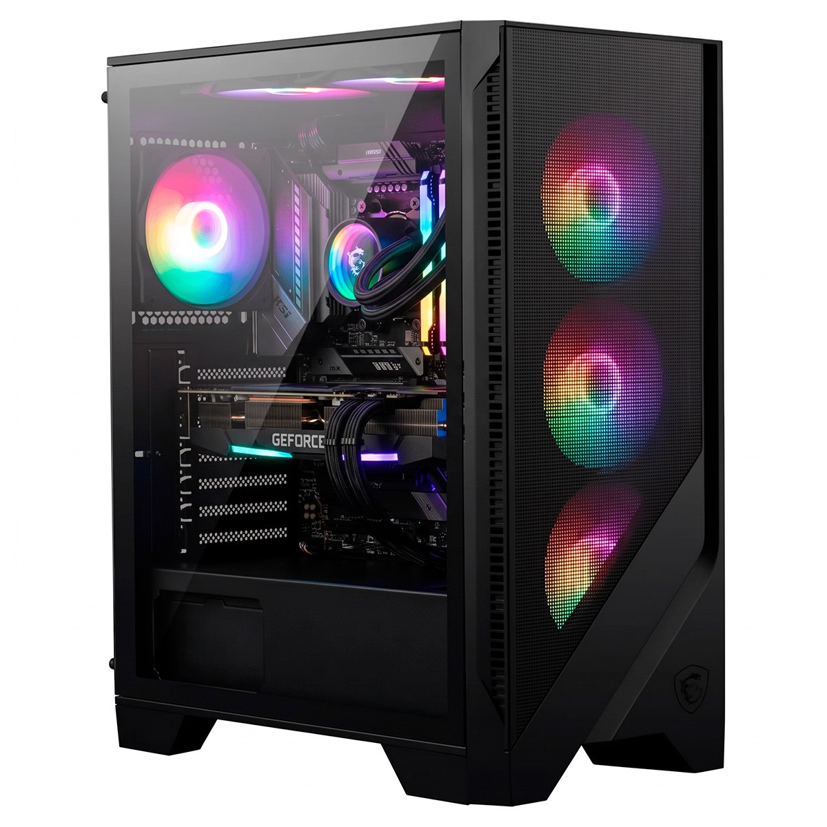 Gabinete Gamer MSI MAG Forge 120A AirFlow, Mid Tower, Vidro Temperado, ATX, RGB, Com 6 Fans, Preto