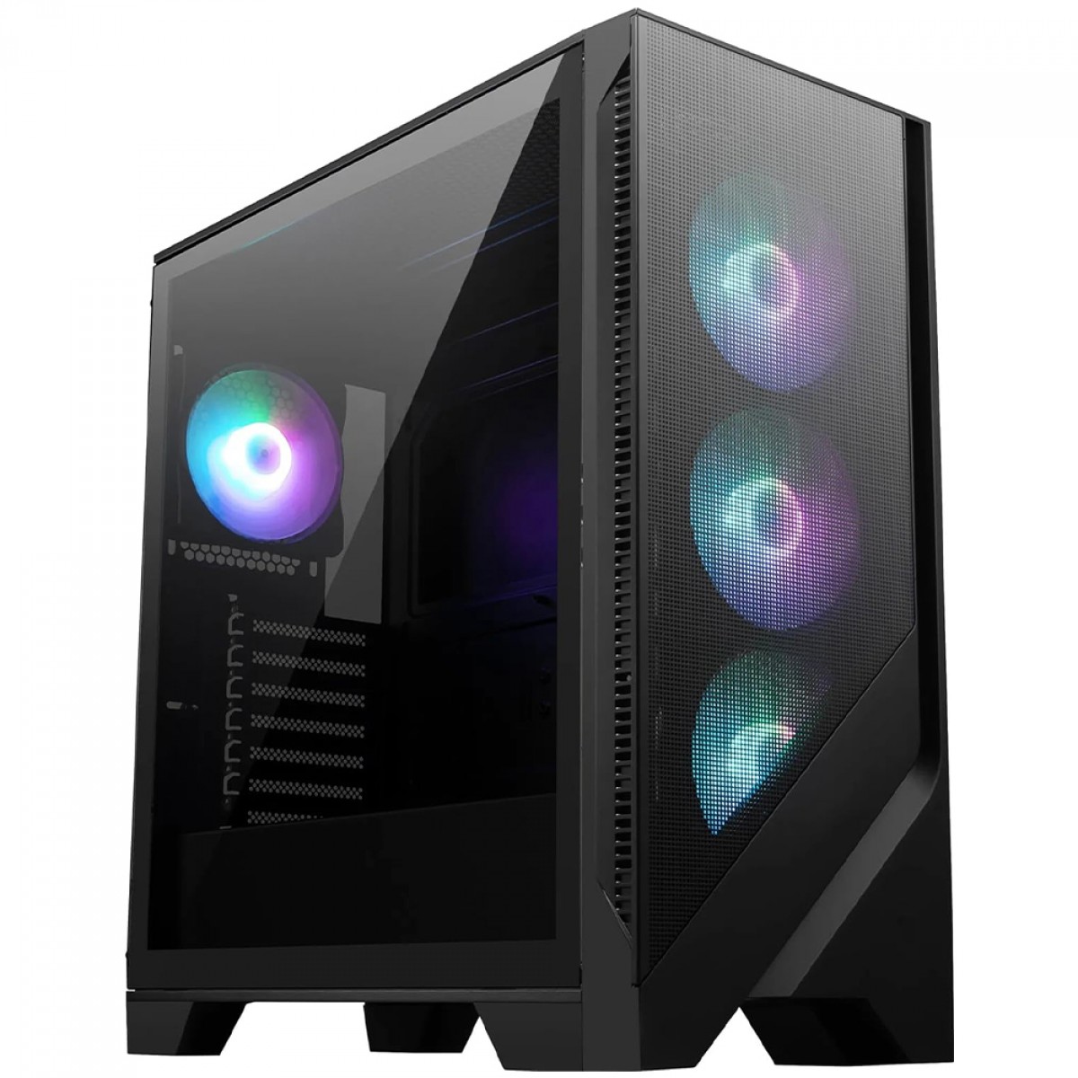 Gabinete Gamer MSI MAG Forge 320R AirFlow, Mid Tower, Vidro Temperado, ATX, ARGB, Com 4 Fans, Preto