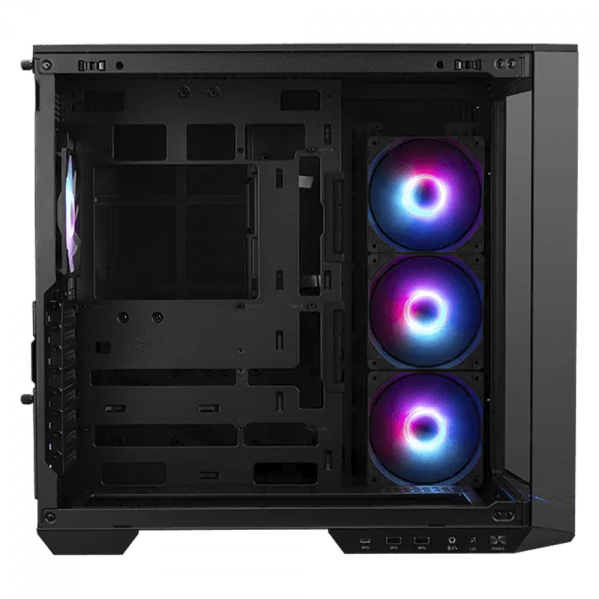 Gabinete Gamer MSI MAG Pano 100R PZ, Mid Tower, Vidro Temperado, ATX, Sem Fonte, Com 4 Fans ARGB, Preto, 306-7G26R15-HH9