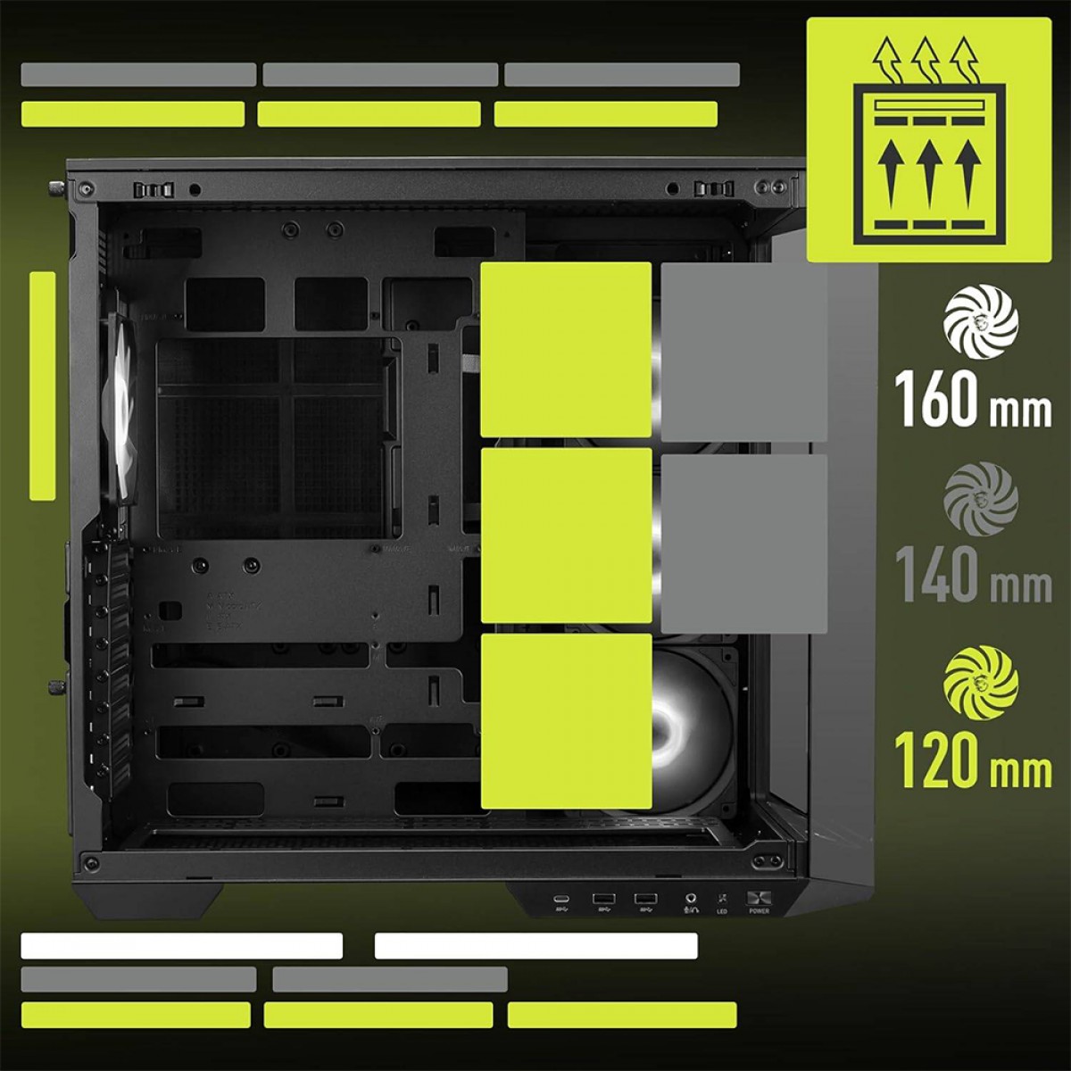 Gabinete Gamer MSI MAG Pano 100R PZ, Mid Tower, Vidro Temperado, ATX, Sem Fonte, Com 4 Fans ARGB, Preto, 306-7G26R15-HH9