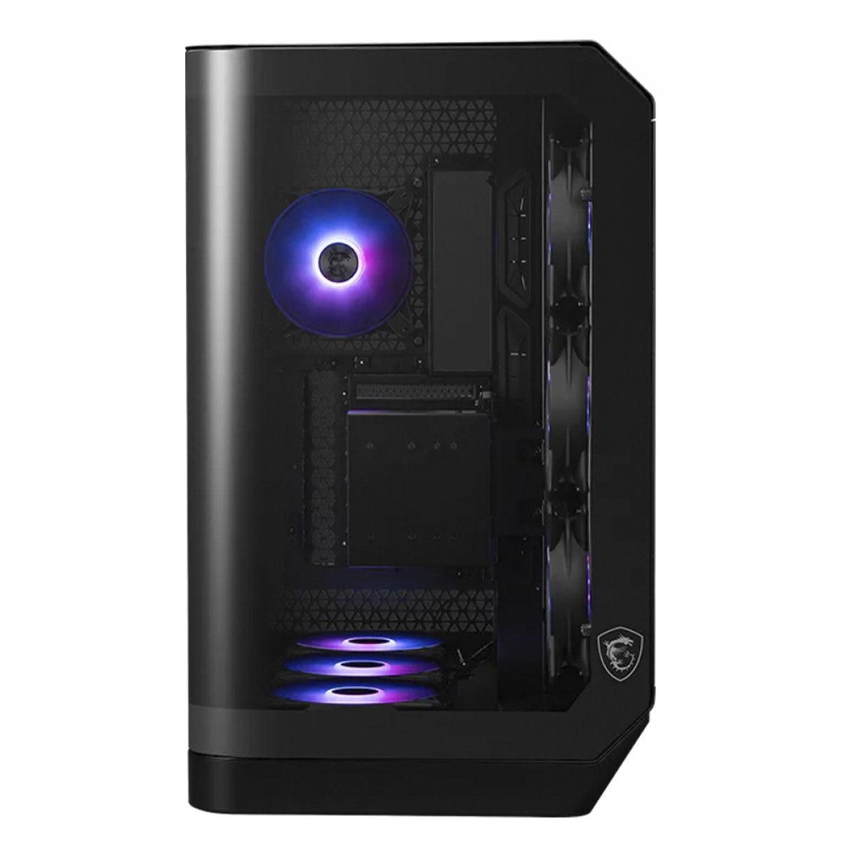 Gabinete Gamer MSI MAG Pano 120R PZ, Mid Tower, Vidro Temperado Curvo, ATX, Com 7 Fans ARGB, Preto