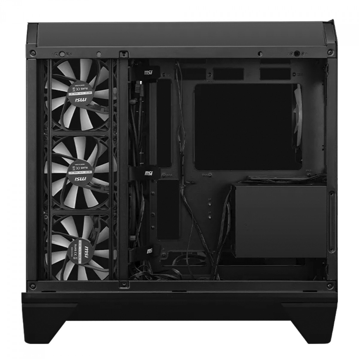 Gabinete Gamer MSI MAG Pano 120R PZ, Mid Tower, Vidro Temperado Curvo, ATX, Com 7 Fans ARGB, Preto