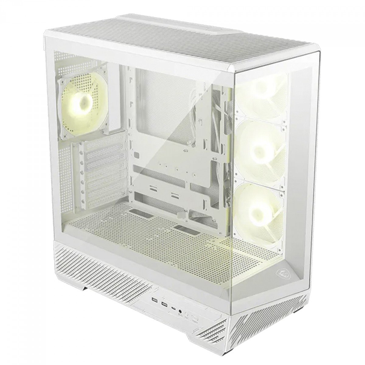 Gabinete Gamer MSI MAG Pano 130R PZ, Mid Tower, Vidro Temperado, ATX, Com 4 Fans ARGB, Branco