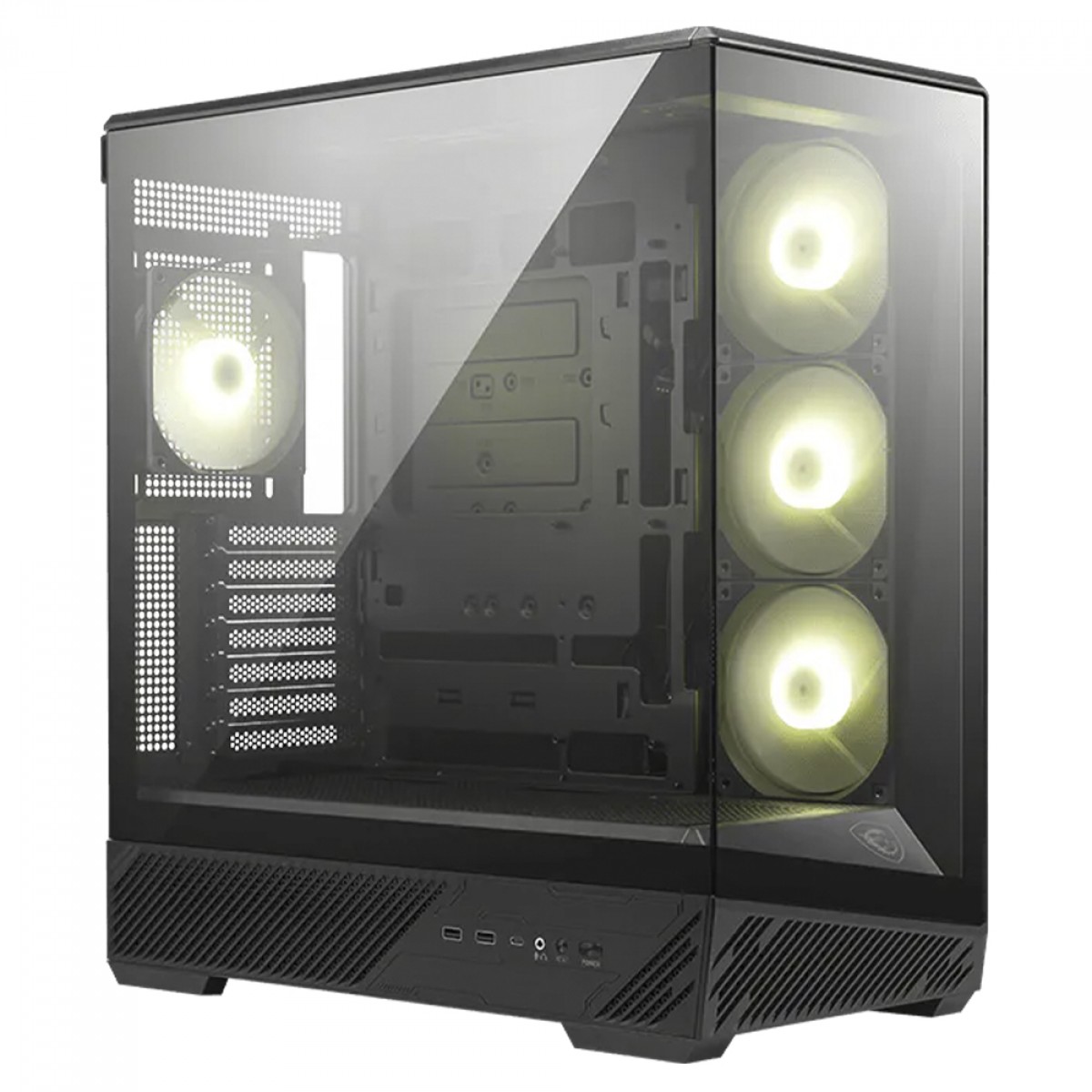 Gabinete Gamer MSI MAG Pano 130R PZ, Mid Tower, Vidro Temperado, ATX, Com 4 Fans ARGB, Preto