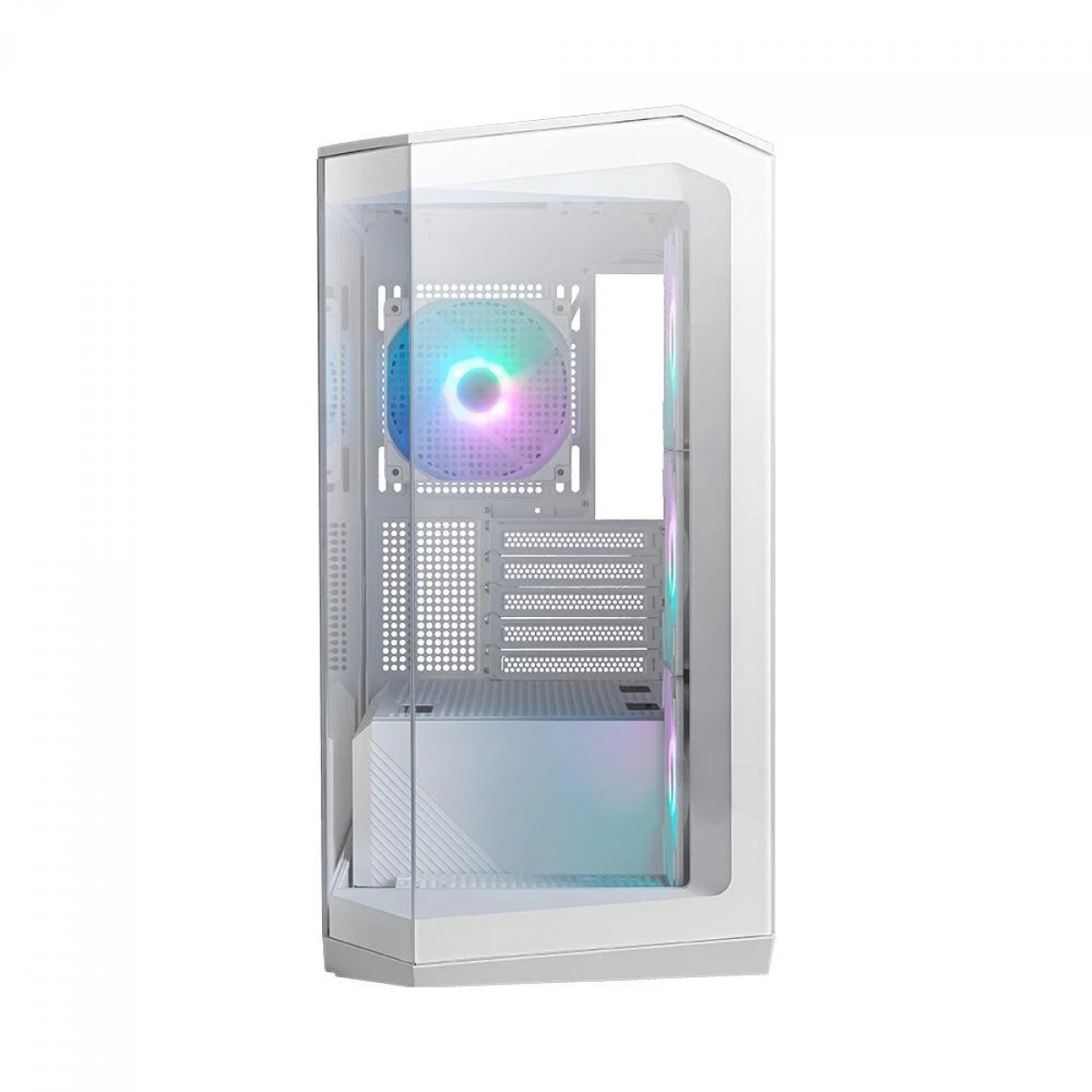 Gabinete Gamer MSI MAG Pano M100R PZ, Mid Tower, Vidro Temperado, M-ATX, Sem Fonte, Com 4 Fans ARGB, Branco, 306-7G24W21-809
