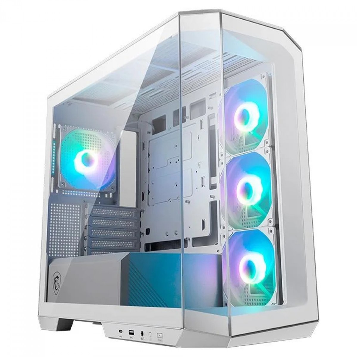 Gabinete Gamer MSI MAG Pano M100R PZ, Mid Tower, Vidro Temperado, M-ATX, Sem Fonte, Com 4 Fans ARGB, Branco, 306-7G24W21-809
