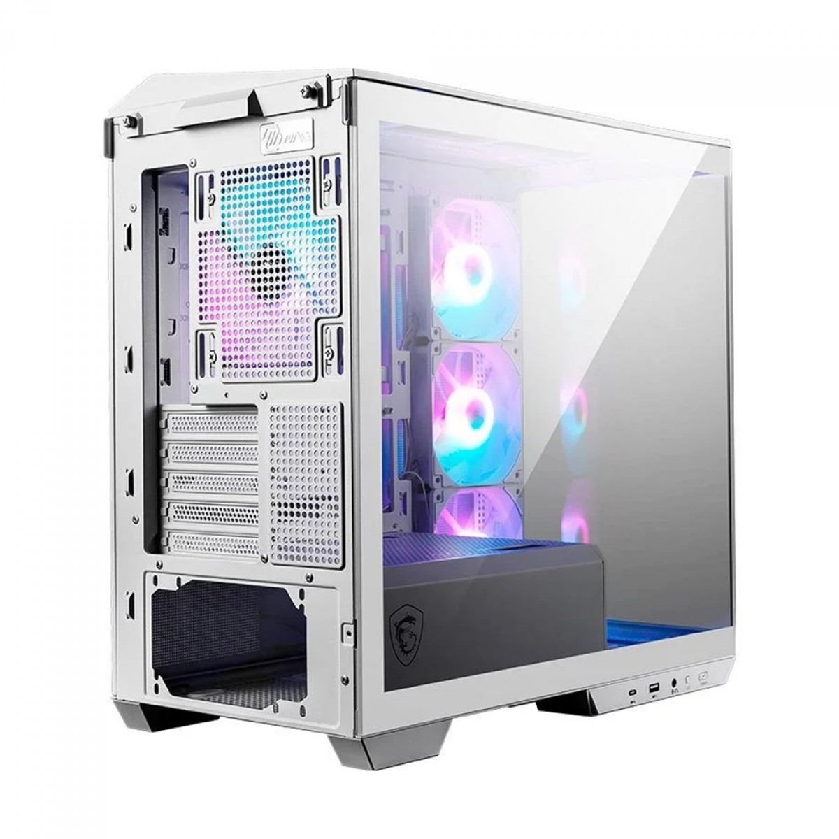 Gabinete Gamer MSI MAG Pano M100R PZ, Mid Tower, Vidro Temperado, M-ATX, Sem Fonte, Com 4 Fans ARGB, Branco, 306-7G24W21-809