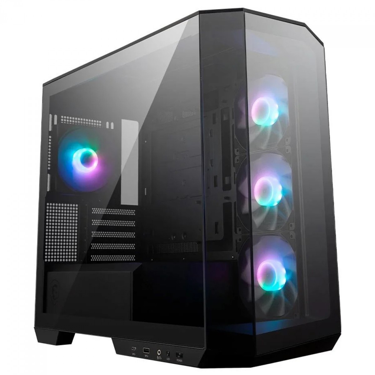 Gabinete Gamer MSI MAG Pano M100R PZ, Mid Tower, Vidro Temperado, M-ATX, Sem Fonte, Com 4 Fans ARGB, Preto, 306-7G24R21-809