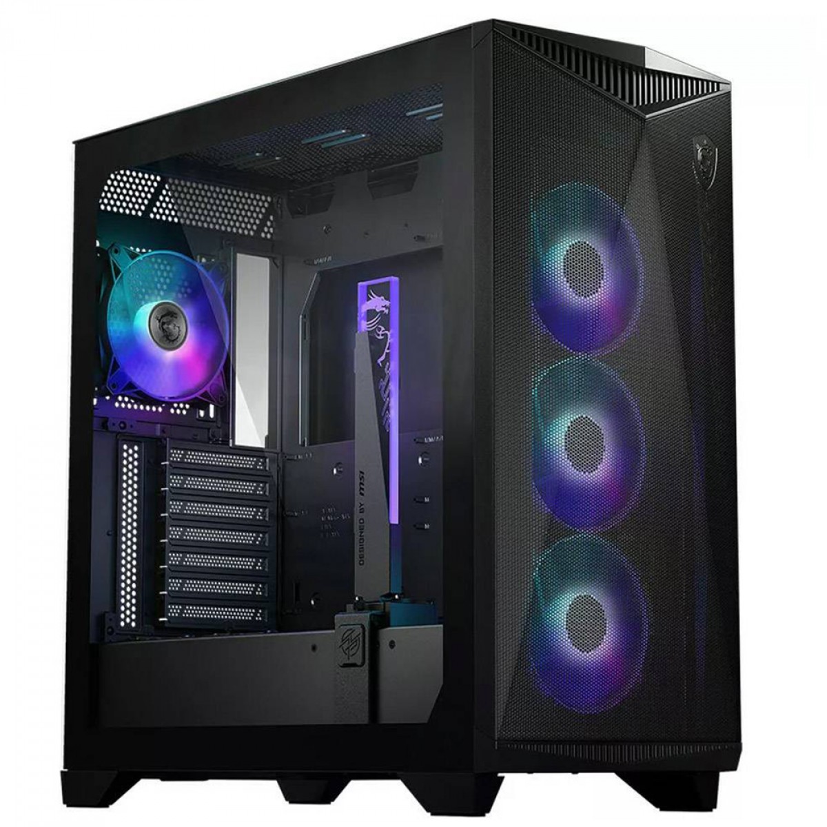 Gabinete Gamer MSI MPG Gungnir 300R AirFlow, Mid Tower, Vidro Temperado, E-ATX, Sem Fonte, Com 4 Fans ARGB, Preto, 306-7G21R21-W57