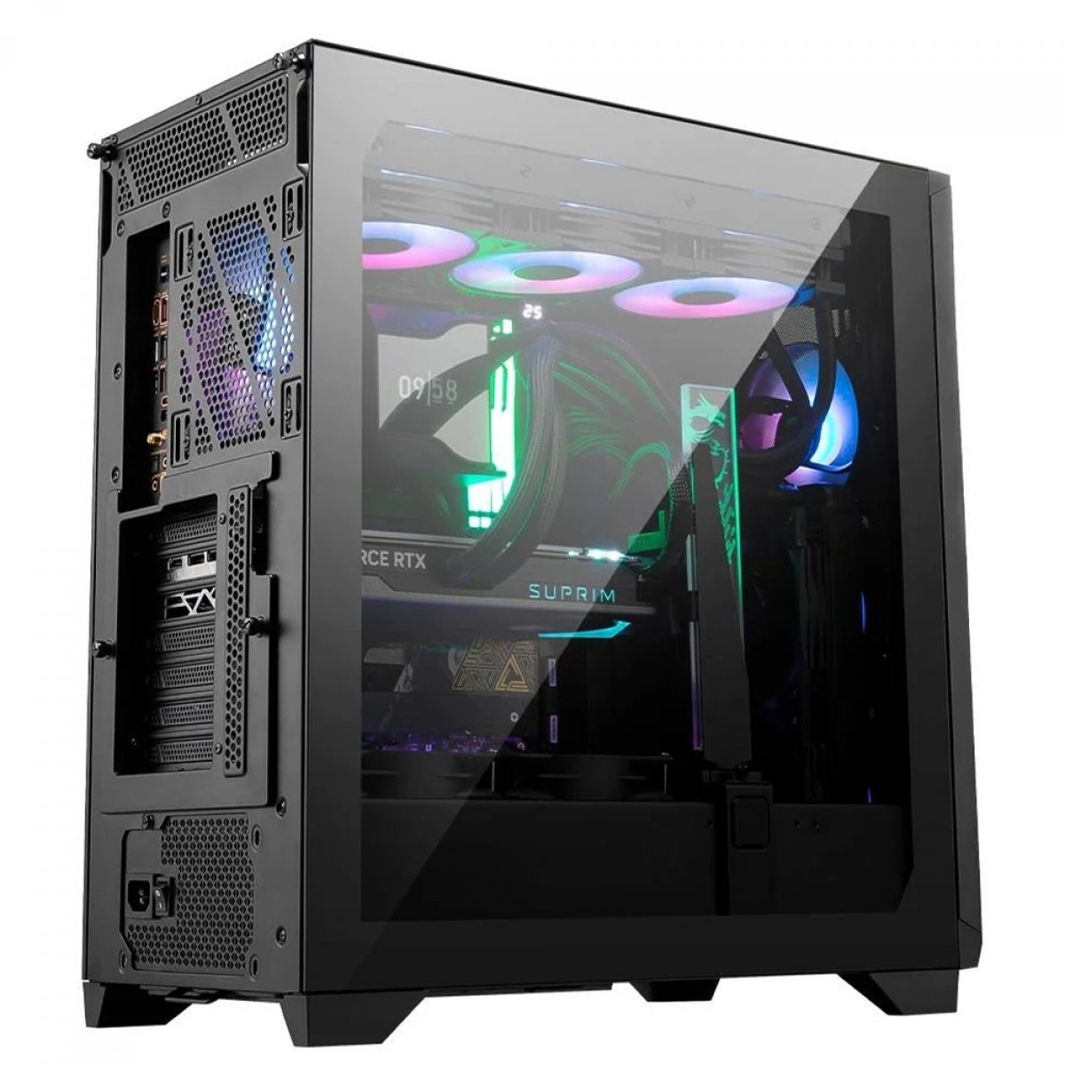 Gabinete Gamer MSI MPG Gungnir 300R AirFlow, Mid Tower, Vidro Temperado, E-ATX, Sem Fonte, Com 4 Fans ARGB, Preto, 306-7G21R21-W57