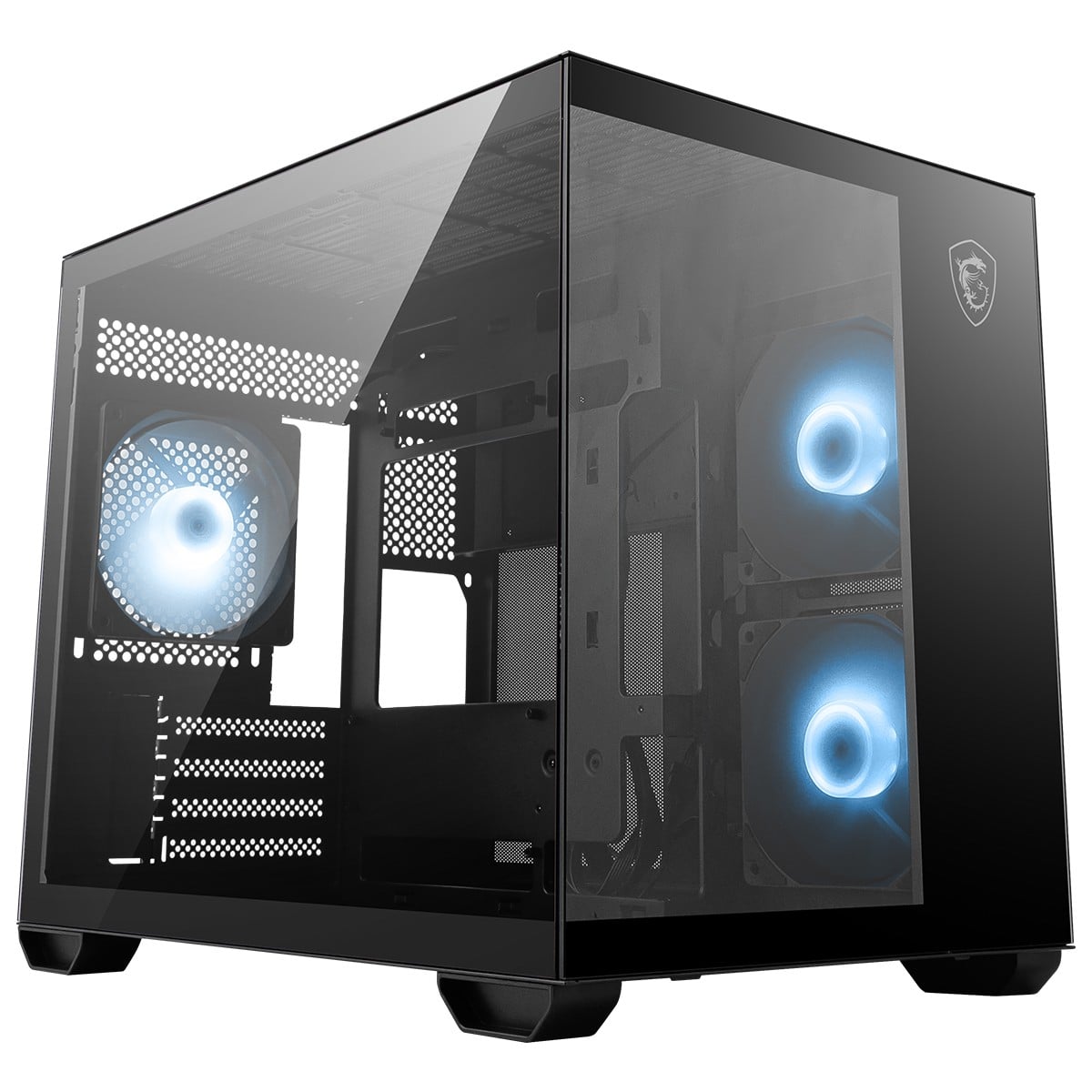 Gabinete Gamer MSI PRO PANO M120R, Mini Tower, Vidro Temperado, M-ATX, ARGB, Com 3 Fans, Preto, 306-7G12P04-HH9