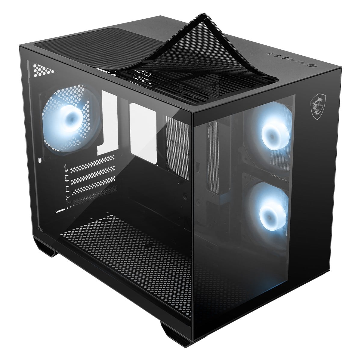 Gabinete Gamer MSI PRO PANO M120R, Mini Tower, Vidro Temperado, M-ATX, ARGB, Com 3 Fans, Preto, 306-7G12P04-HH9