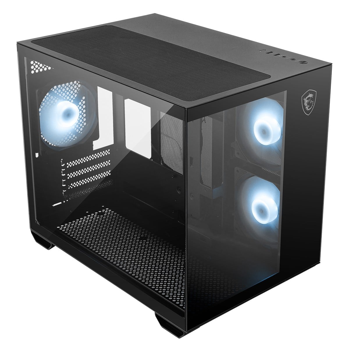 Gabinete Gamer MSI PRO PANO M120R, Mini Tower, Vidro Temperado, M-ATX, ARGB, Com 3 Fans, Preto, 306-7G12P04-HH9