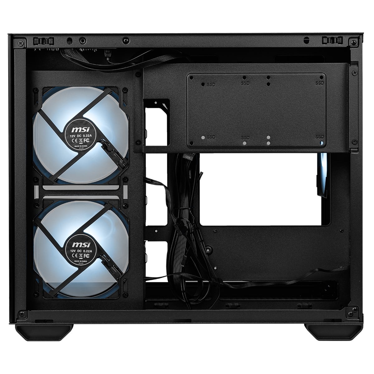 Gabinete Gamer MSI PRO PANO M120R, Mini Tower, Vidro Temperado, M-ATX, ARGB, Com 3 Fans, Preto, 306-7G12P04-HH9
