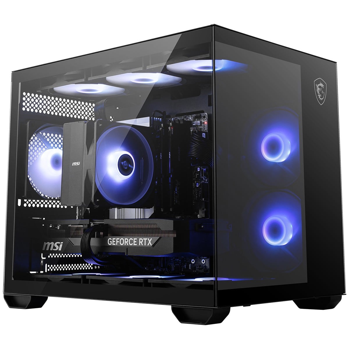 Gabinete Gamer MSI PRO PANO M120R, Mini Tower, Vidro Temperado, M-ATX, ARGB, Com 3 Fans, Preto, 306-7G12P04-HH9