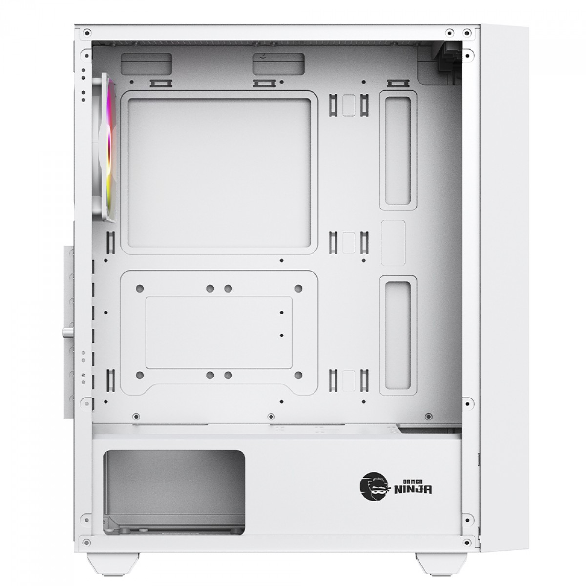 Gabinete Gamer Ninja Air X, Mid Tower, Vidro Temperado, ATX, White, Sem Fonte, Com 4 Fans