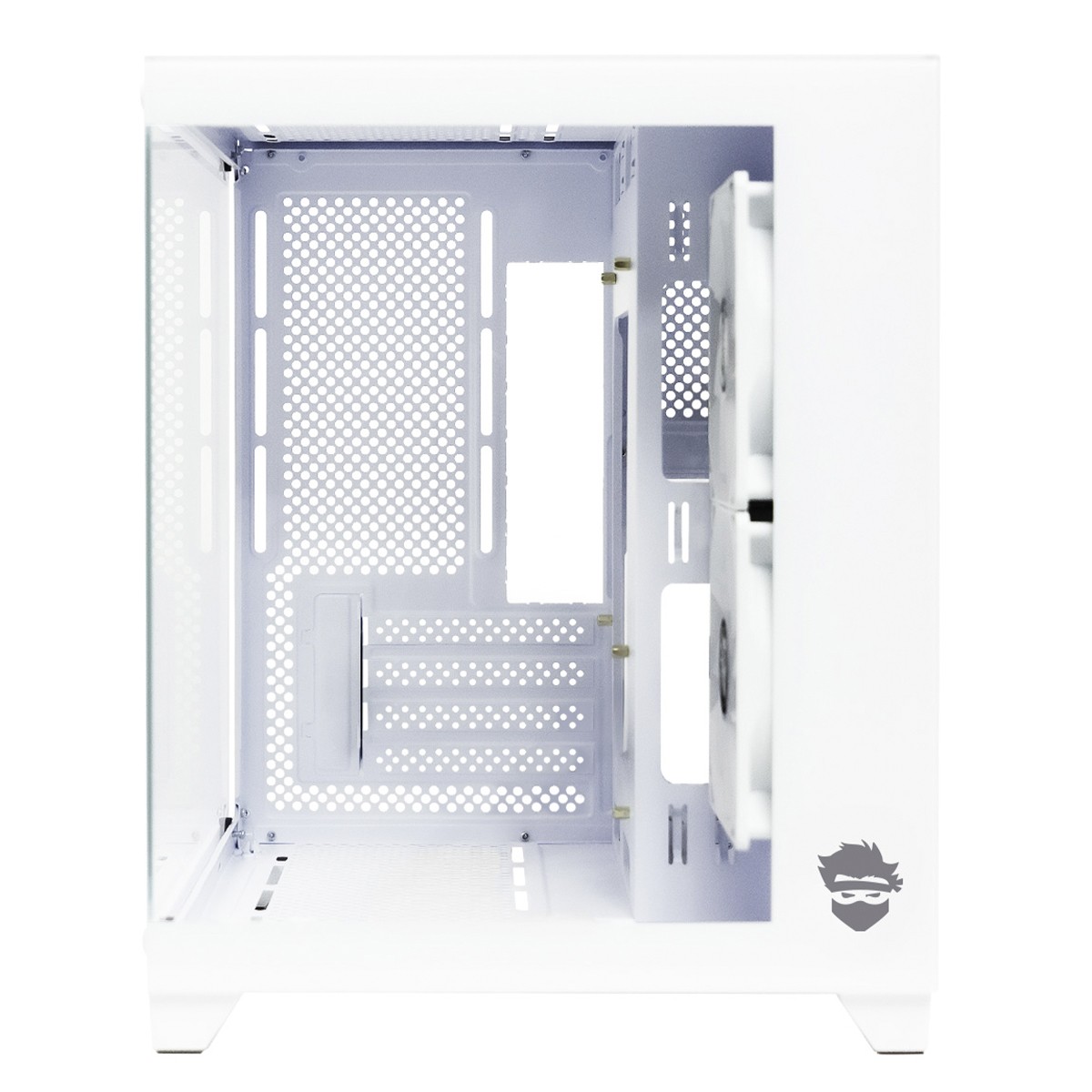 Gabinete Gamer Ninja Akyra X2 White, Mid Tower, Vidro Temperado, M-ATX, Com 2 Fans, Sem Fonte, Branco, GN-CS-MAB2FAKYRAWH