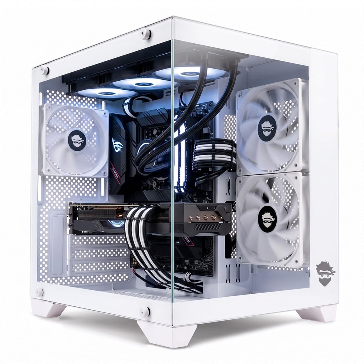 Gabinete Gamer Ninja Akyra X2 White, Mid Tower, Vidro Temperado, M-ATX, Com 2 Fans, Sem Fonte, Branco, GN-CS-MAB2FAKYRAWH