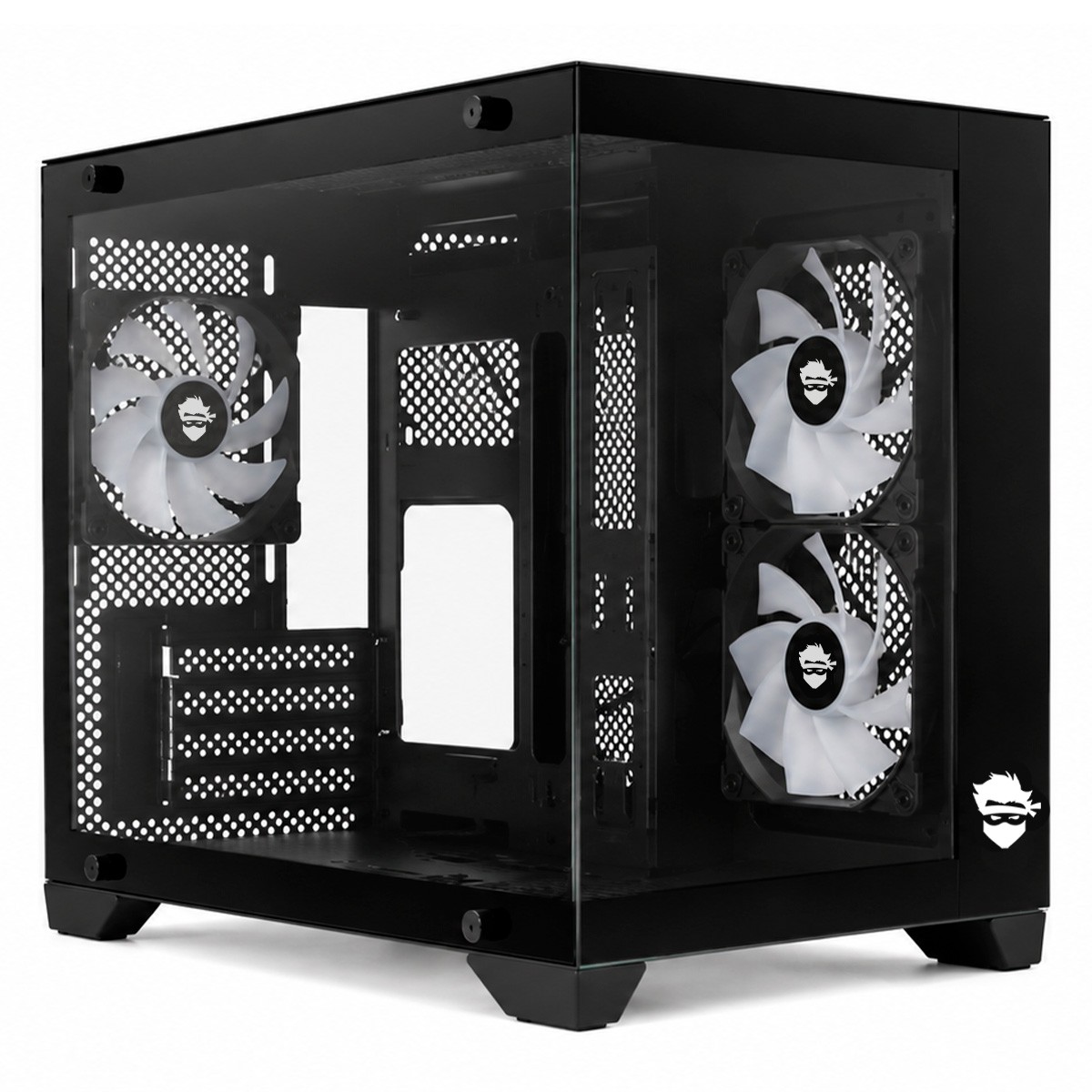 Gabinete Gamer Ninja Akyra X3, Mid Tower, Vidro Temperado, M-ATX, Com 3 Fans, Sem Fonte, Preto, GN-CS-MAB3FAKYRA
