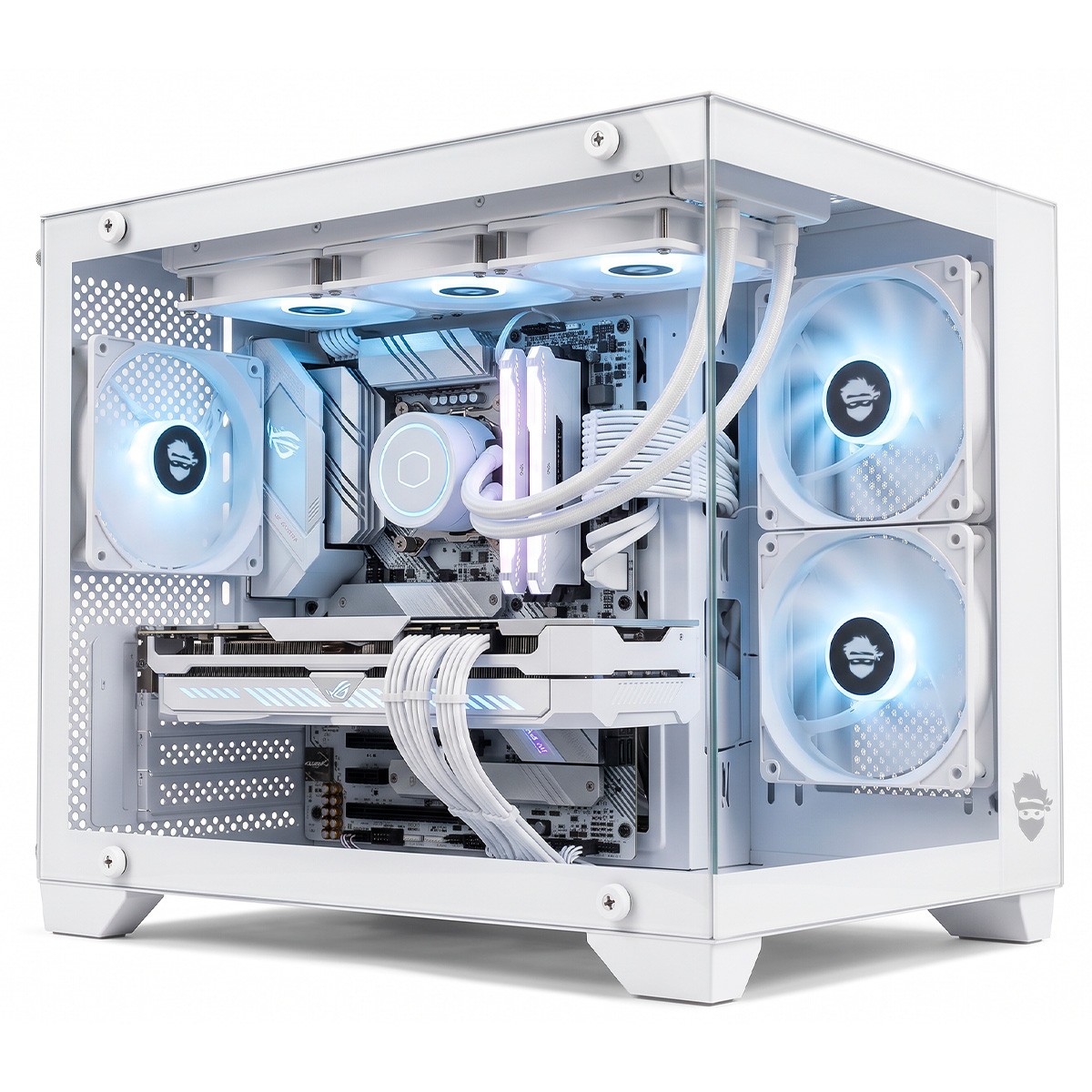 Gabinete Gamer Ninja Akyra X3 White, Mid Tower, Vidro Temperado, M-ATX, Com 3 Fans, Sem Fonte, Branco, GN-CS-MAB3FAKYRAWH