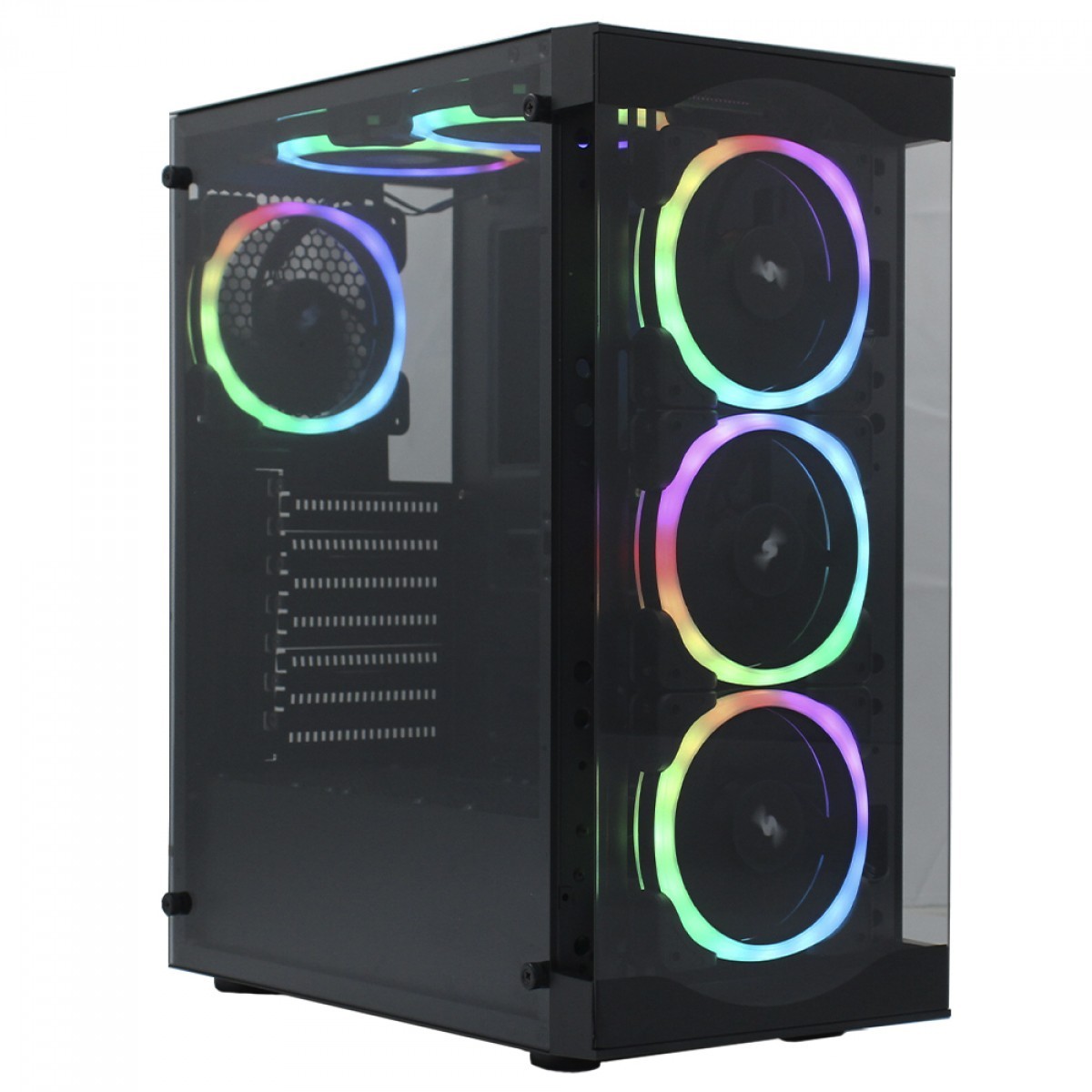 Gabinete Gamer Ninja Chiyome, Mid Tower, Vidro Temperado, ATX, Black, Sem Fonte, Com 6 Fans Gamer Ninja Fuuton