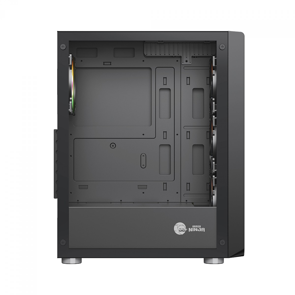 Gabinete Gamer Ninja Cloud, Mid Tower, Vidro Temperado, ATX, Black, Sem Fonte, Com 4 Fans Rainbow