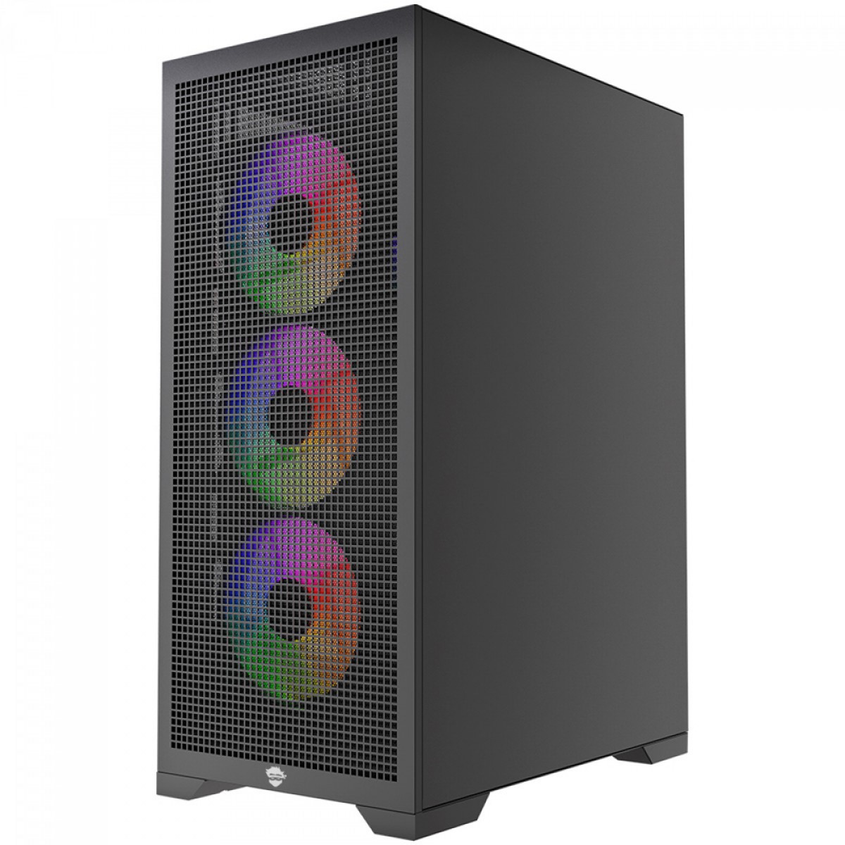 Gabinete Gamer Ninja Kurama, Mid Tower, Vidro Temperado, ATX, Sem Fonte, Com 4 Fans Rainbow, Preto, GN-CS-KRMTB4F