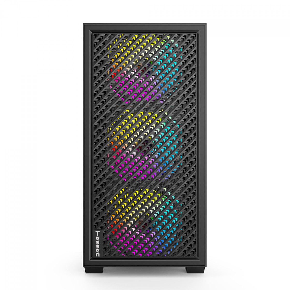 Gabinete Gamer Ninja Tessen, Mid Tower, Vidro Temperado, M-ATX, Com 3 Fans Rainbow, Sem Fonte, Preto, GN-CS-MTBSF