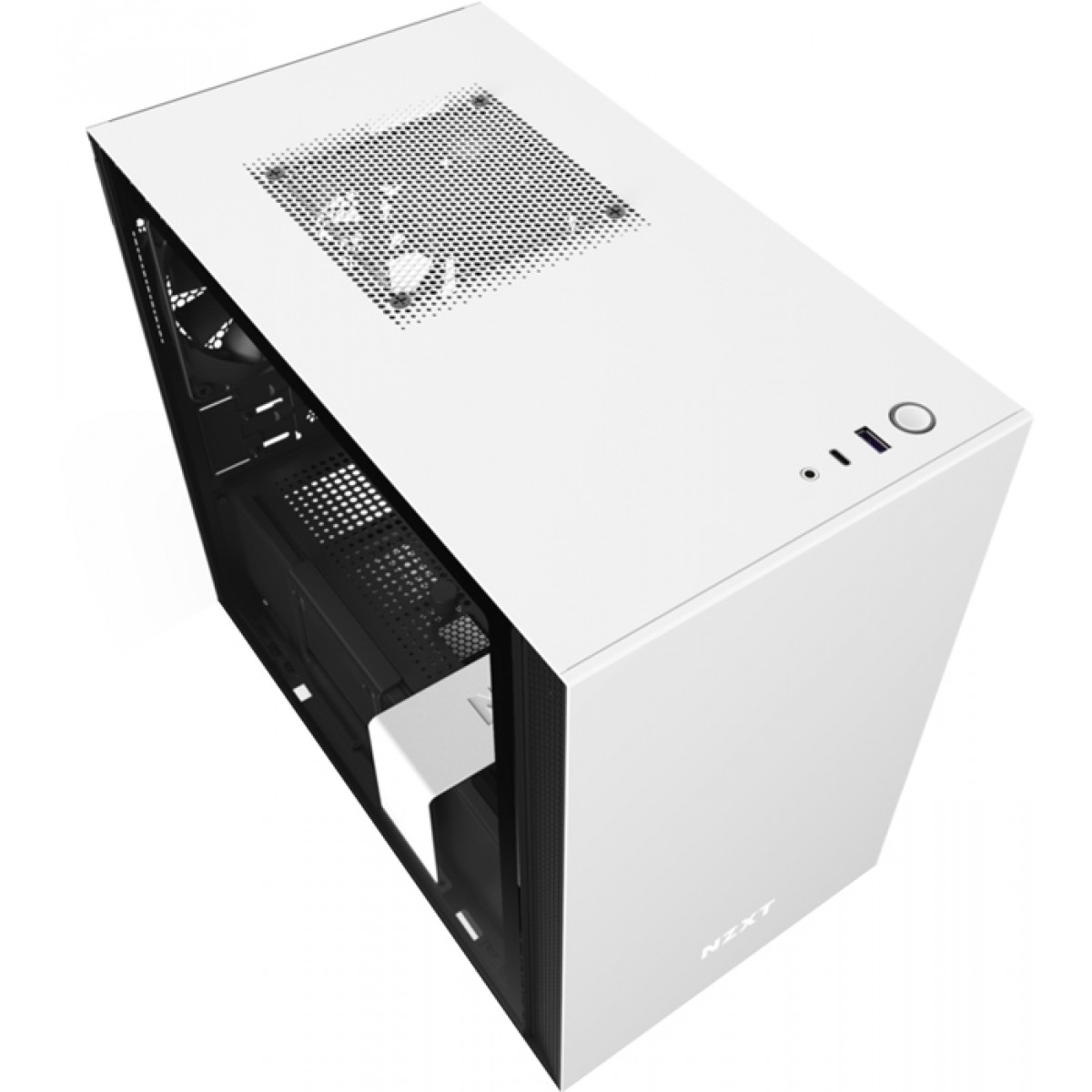 Gabinete Gamer NZXT H210, Mini Tower, Vidro Temperado, White, Sem Fonte, Com 2 Fans, CA-H210B-W1