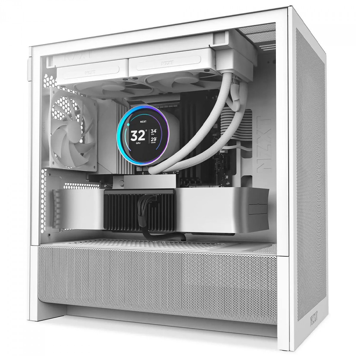 Gabinete Gamer NZXT H3 Flow, Mini Tower, Vidro Temperado, mATX, Sem Fonte, Com 1 Fan, Branco, CC-H31FW-01