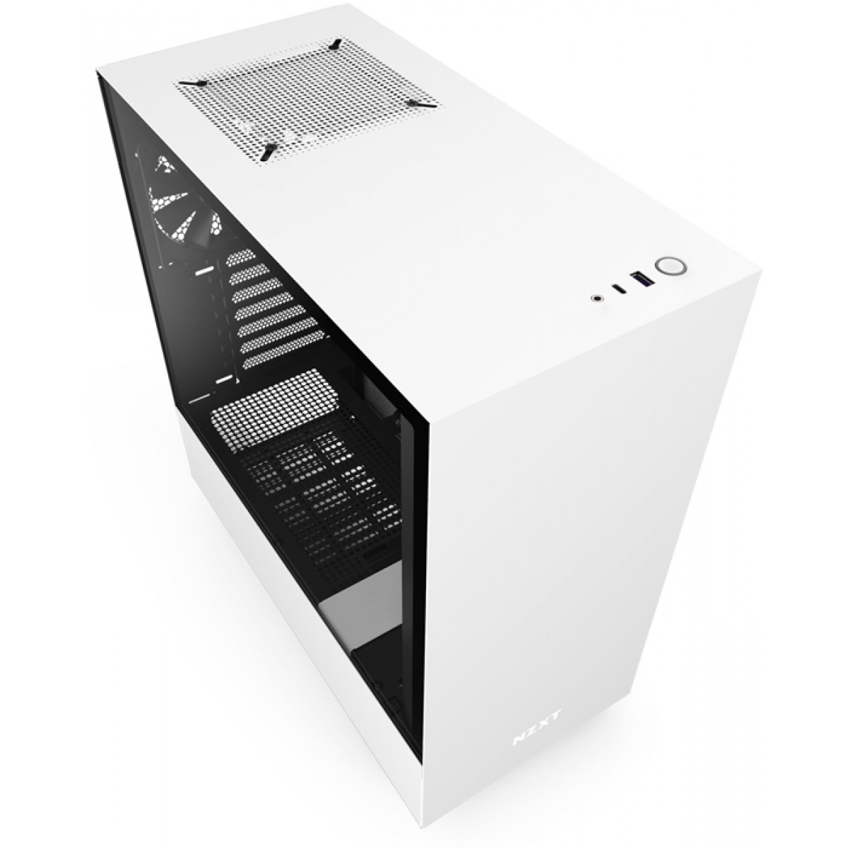 Gabinete Gamer NZXT H510, Mid Tower, Com 2 Fans, Vidro Temperado, White, Sem Fonte, CA-H510B-W1