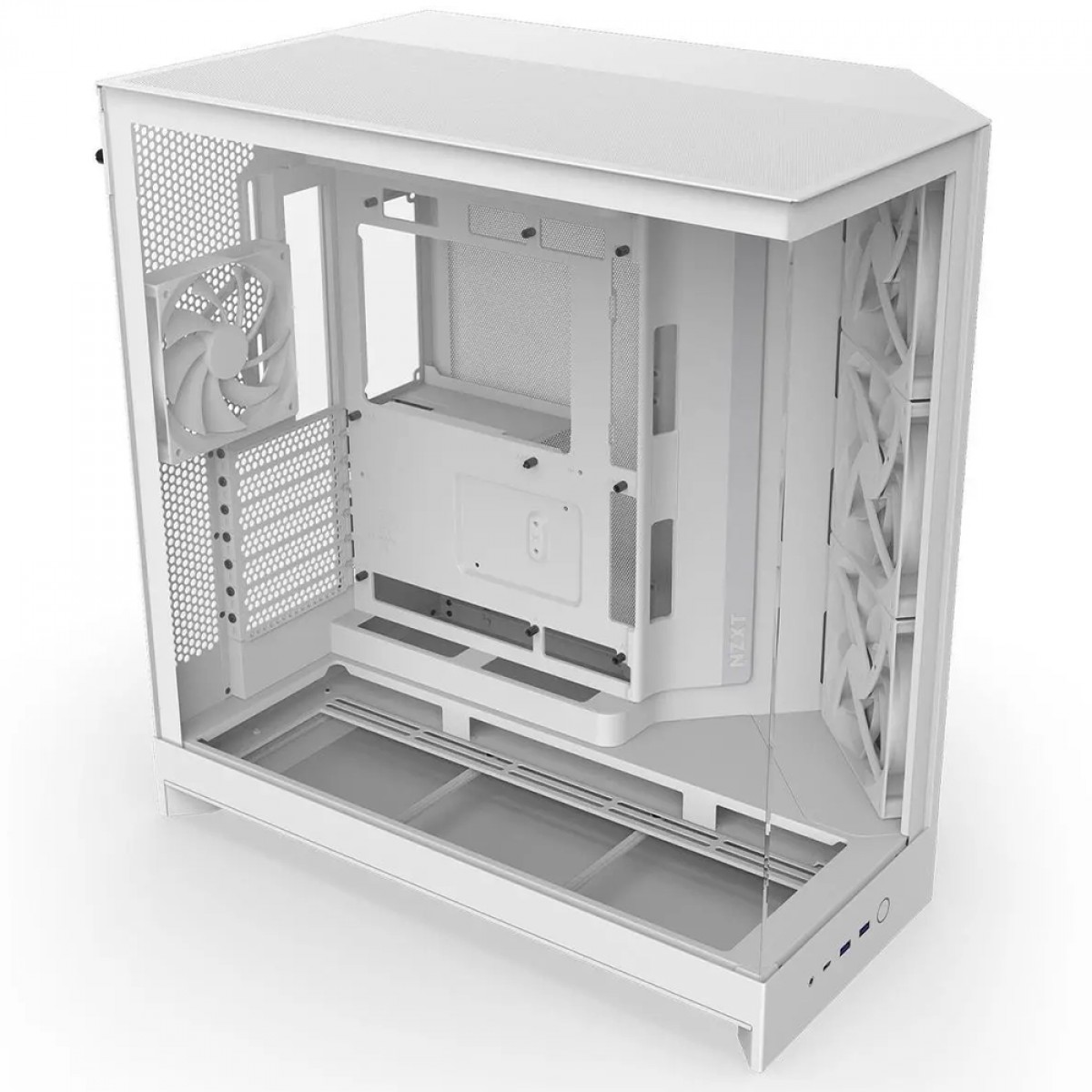 Gabinete Gamer NZXT H9 Flow, Mid Tower, Vidro Temperado, ATX, Sem Fonte, Com 4 Fans, Branco, CM-H92FW-01