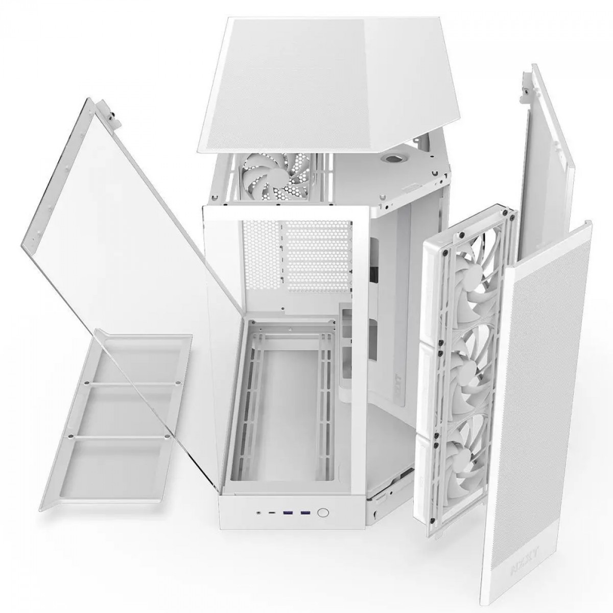 Gabinete Gamer NZXT H9 Flow, Mid Tower, Vidro Temperado, ATX, Sem Fonte, Com 4 Fans, Branco, CM-H92FW-01