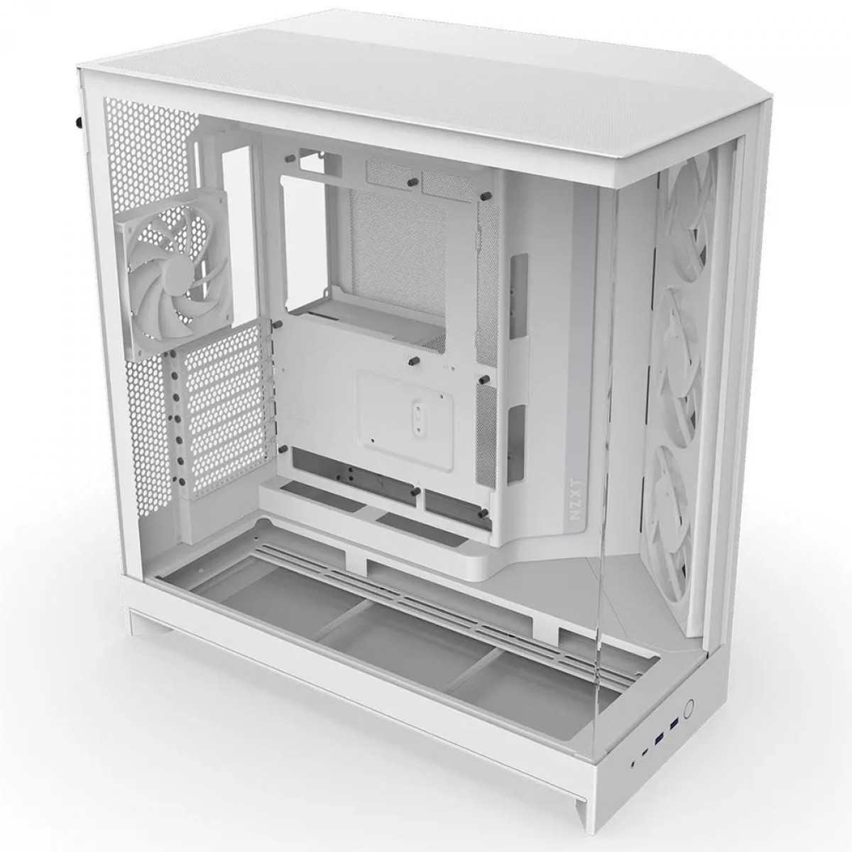 Gabinete Gamer NZXT H9 Flow RGB, Mid Tower, Vidro Temperado, ATX, Sem Fonte, Com 4 Fans, Branco, CM-H92FW-R1