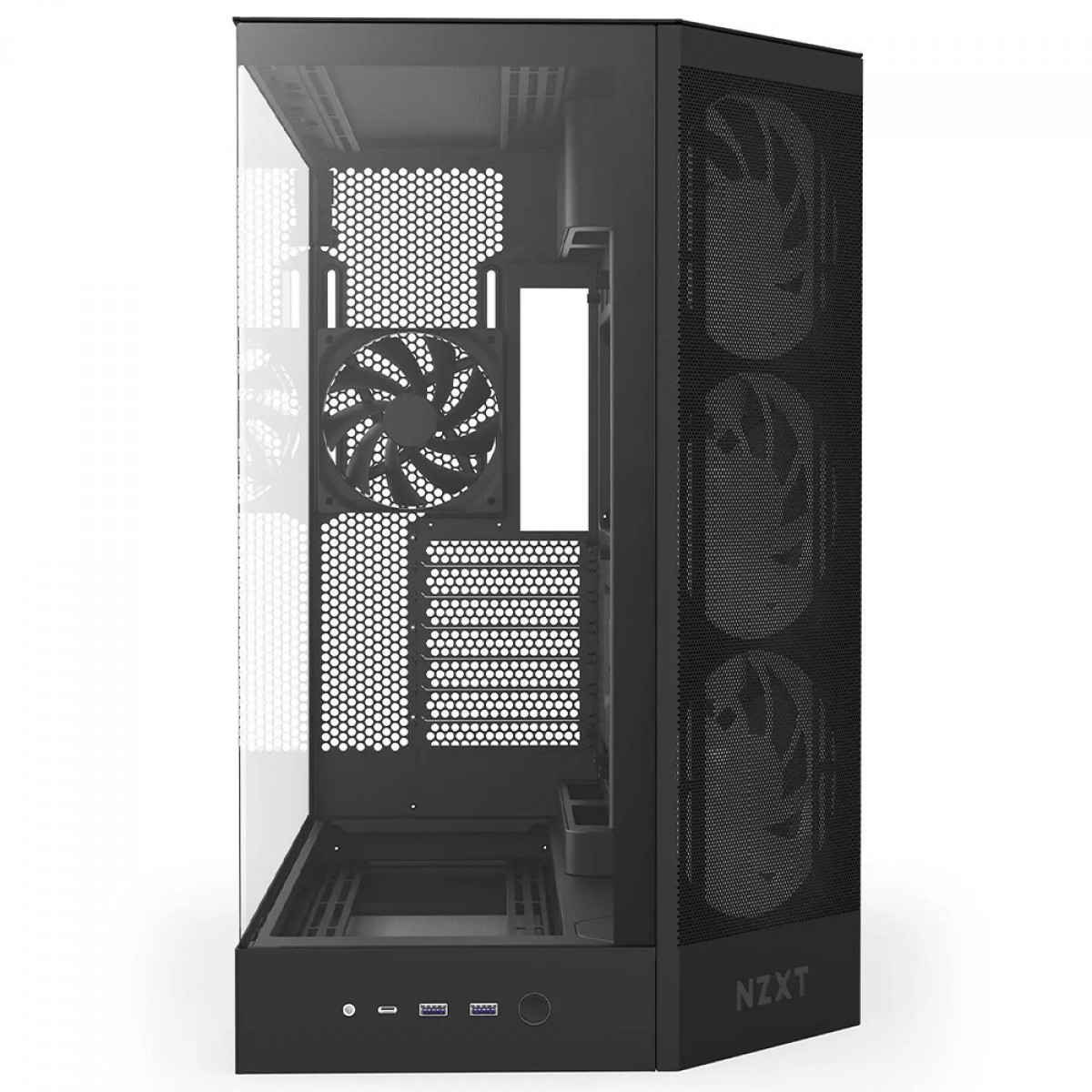 Gabinete Gamer NZXT H9 Flow RGB, Mid Tower, Vidro Temperado, ATX, Sem Fonte, Com 4 Fans, Preto, CM-H92FB-R1