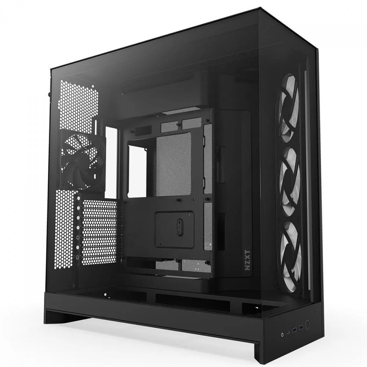 Gabinete Gamer NZXT H9 Flow RGB, Mid Tower, Vidro Temperado, ATX, Sem Fonte, Com 4 Fans, Preto, CM-H92FB-R1