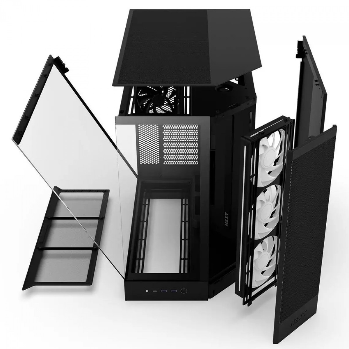 Gabinete Gamer NZXT H9 Flow RGB, Mid Tower, Vidro Temperado, ATX, Sem Fonte, Com 4 Fans, Preto, CM-H92FB-R1