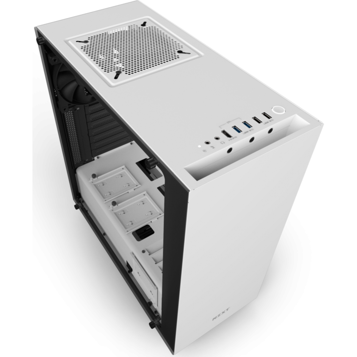 Gabinete Gamer NZXT S340 Elite, Mid Tower, Com 2 Fans, Vidro Temperado, White, Sem Fonte, CA-S340W-W2