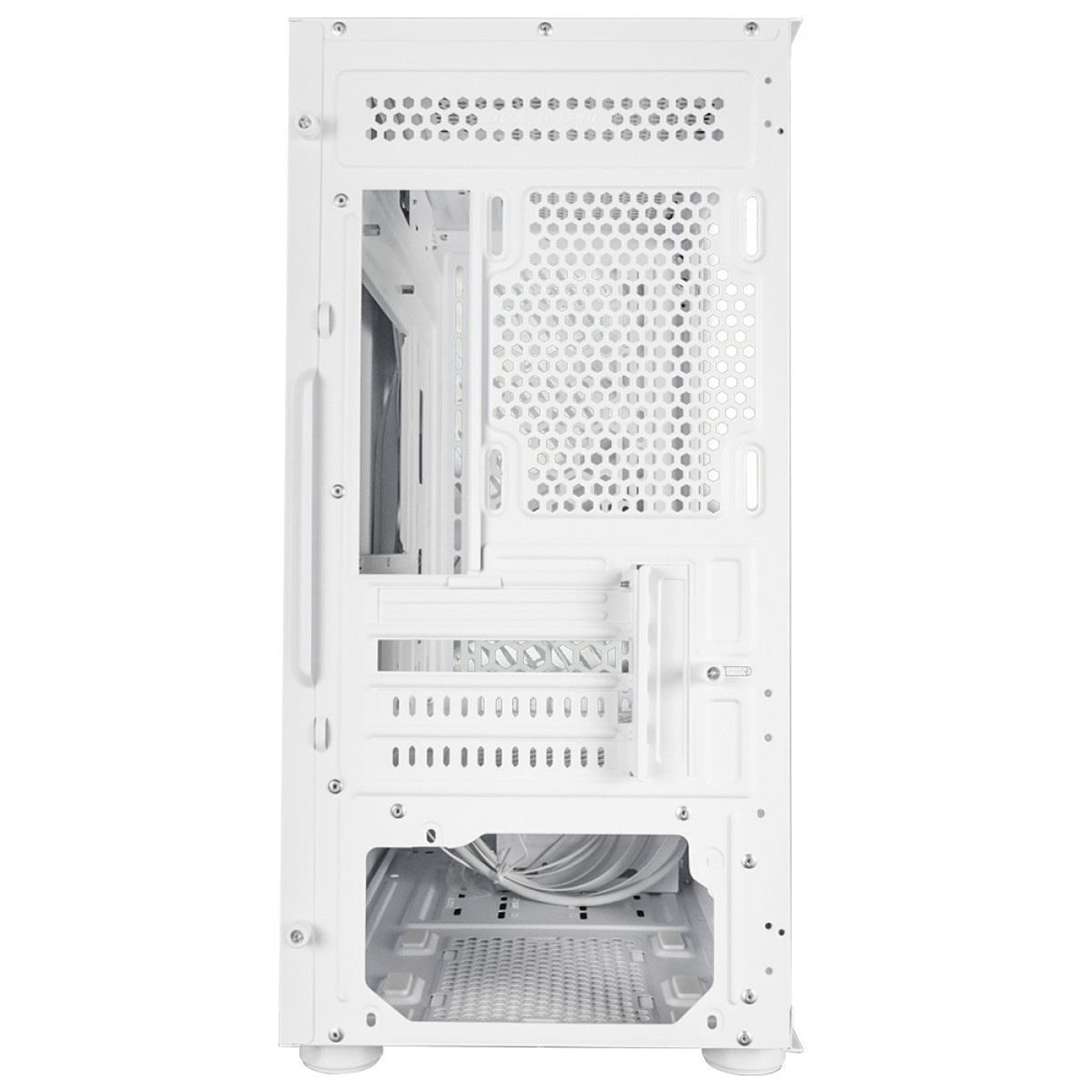 Gabinete Gamer One Power Fractal, Mid Tower, Vidro Temperado, M-ATX, Sem Fonte, Sem Fan, Branco, CC-201W