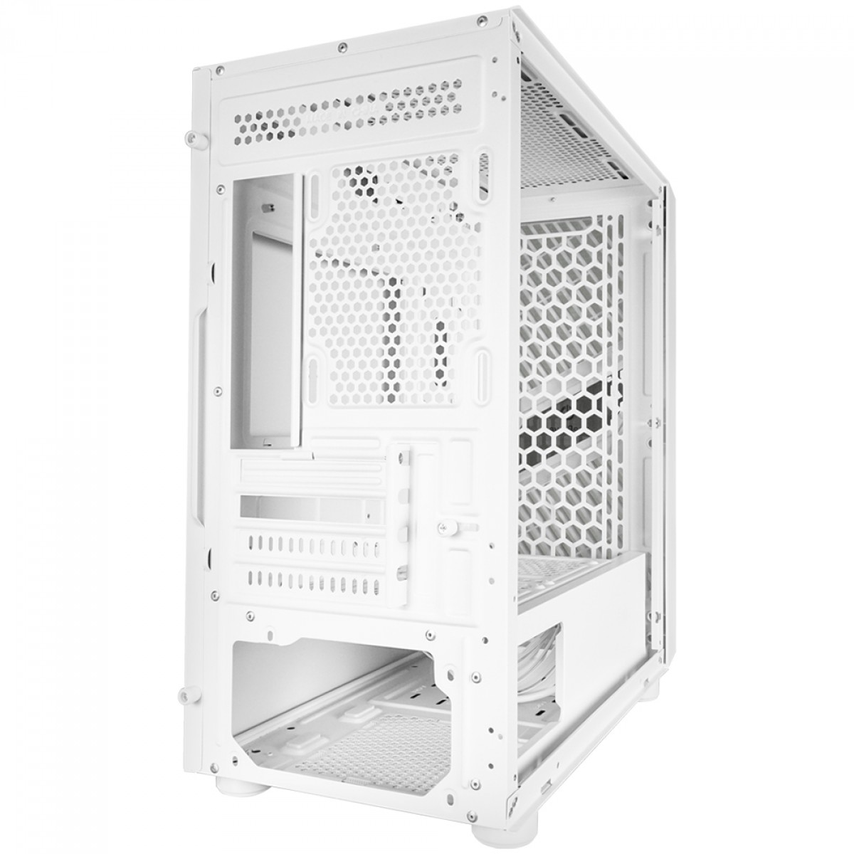 Gabinete Gamer One Power Fractal, Mid Tower, Vidro Temperado, M-ATX, Sem Fonte, Sem Fan, Branco, CC-201W