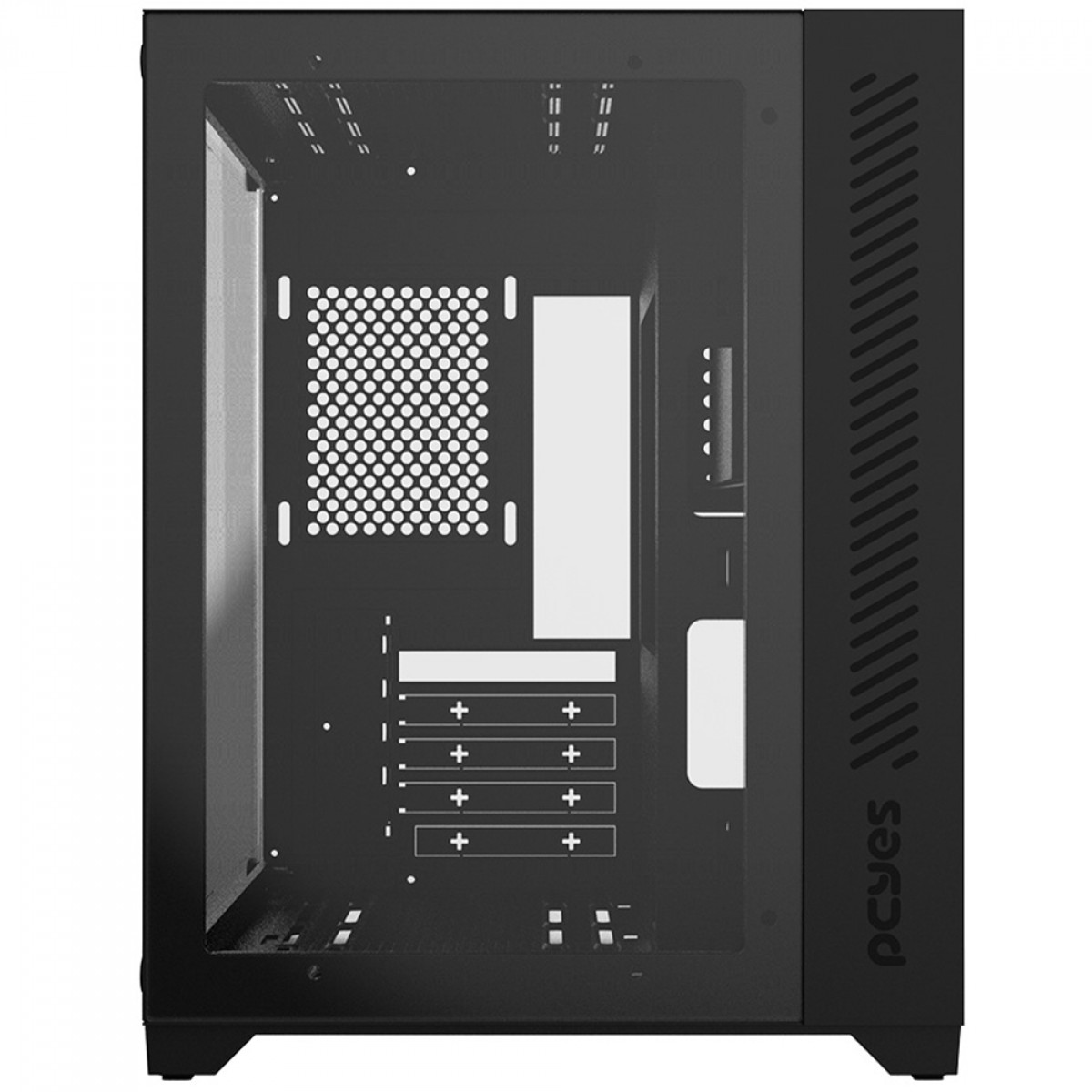 Gabinete Gamer PCYES Forcefield Black Vulcan, Mid Tower, Vidro Temperado, MATX, Preto, Sem Fan, GFFBVP