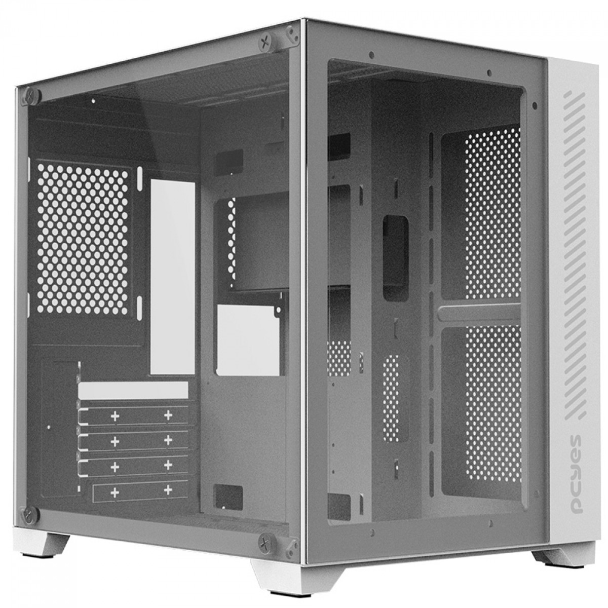 Gabinete Gamer PCYES Forcefield White Ghost, Mid Tower, Vidro Temperado, MATX, Branco, Sem Fan, GFFWGP