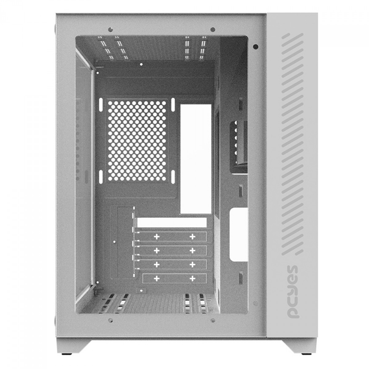 Gabinete Gamer PCYES Forcefield White Ghost, Mid Tower, Vidro Temperado, MATX, Branco, Sem Fan, GFFWGP