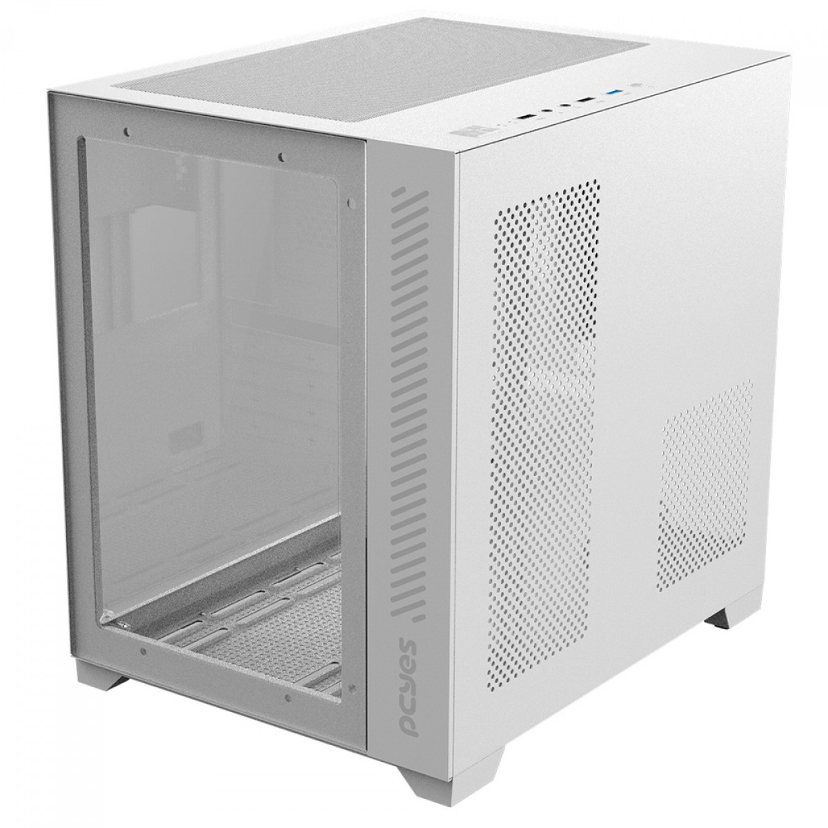 Gabinete Gamer PCYES Forcefield White Ghost, Mid Tower, Vidro Temperado, MATX, Branco, Sem Fan, GFFWGP