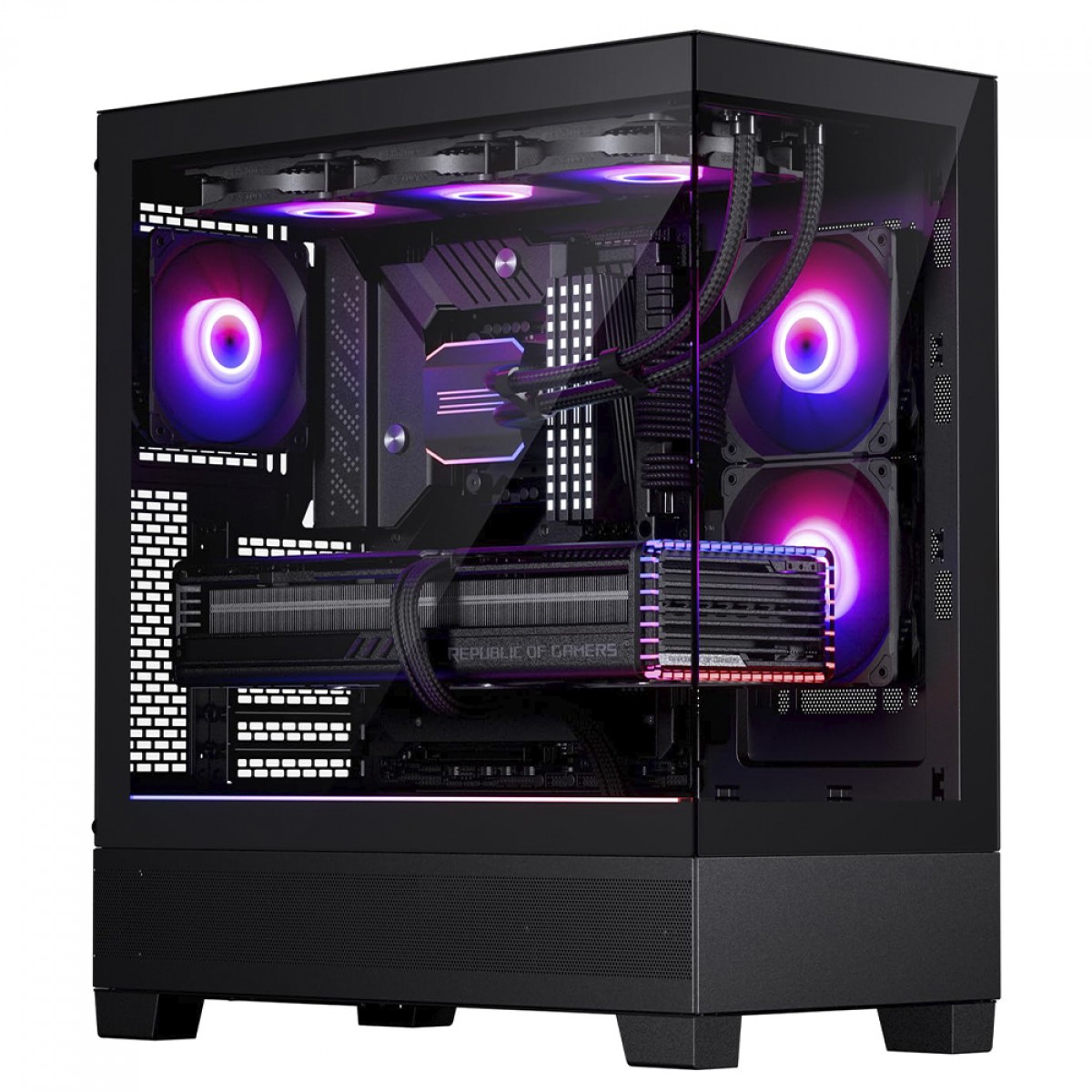 Gabinete Gamer Phanteks XT View, D-RGB, Mid Tower, Vidro Temperado, E-ATX, Preto, Sem Fonte, Com 3 Fans